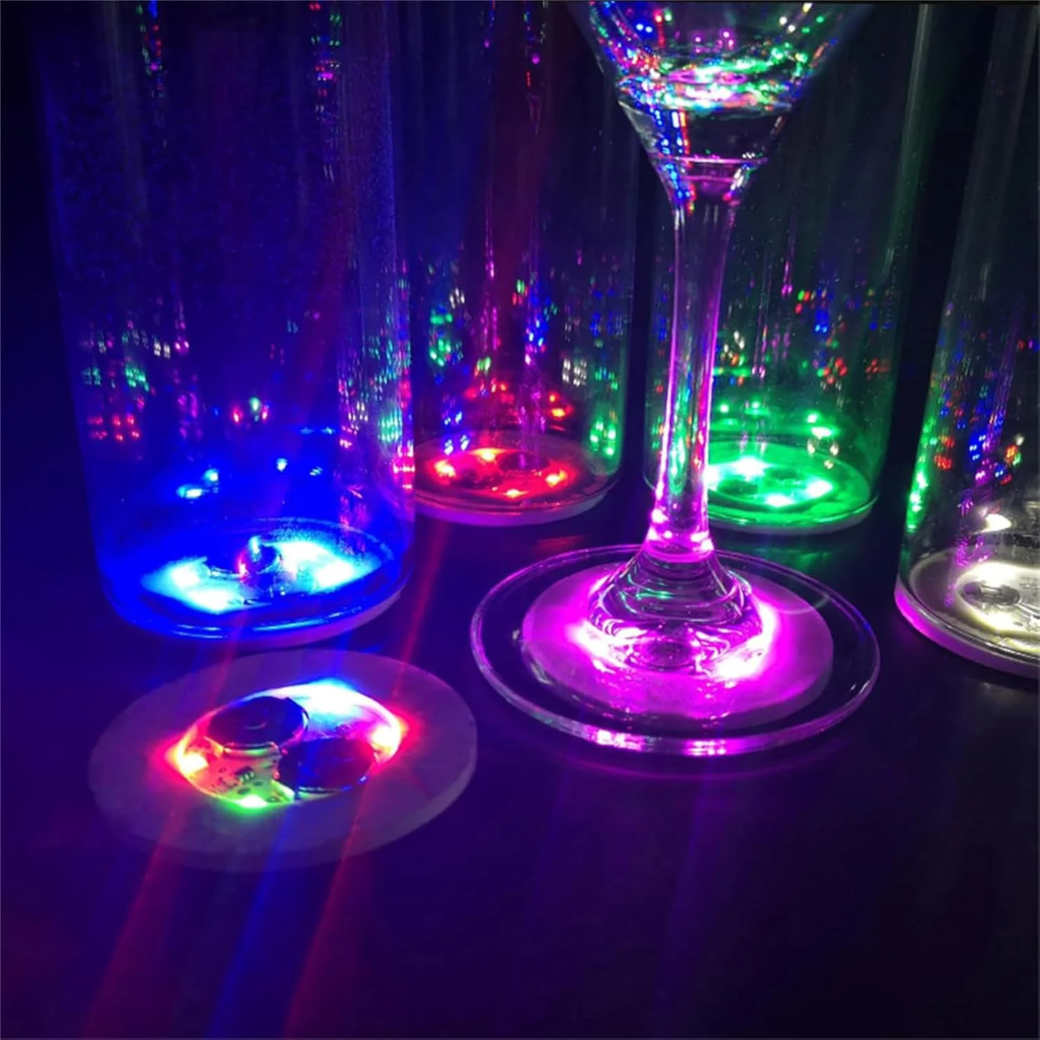 Işıklı Yapışkanlı Bardak Altı – 3 Modlu LEDli 6 cm Çap