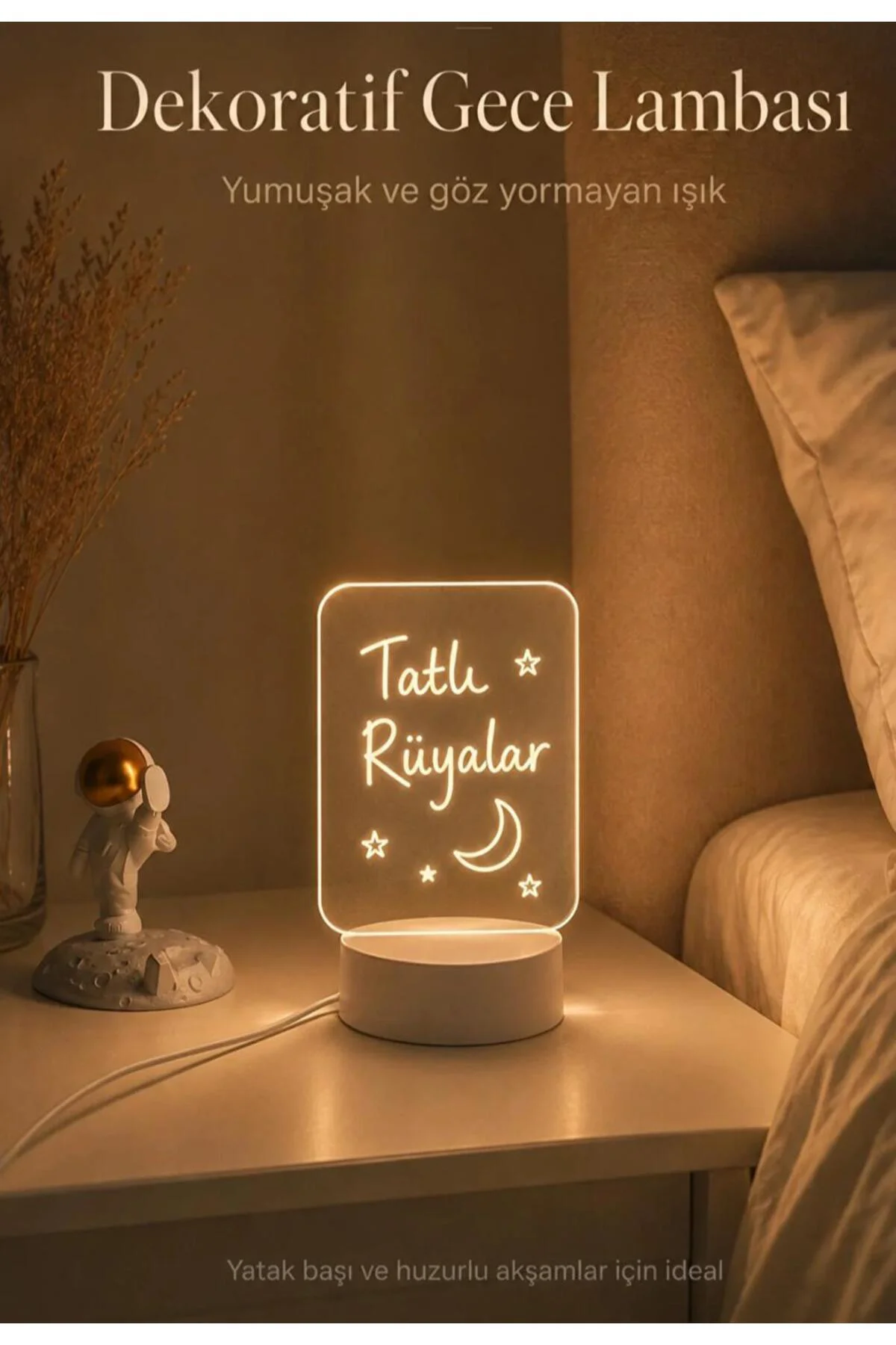 Işıklı Yazı Panosu Dekoratif Kişiselleştirilebilir, Ledli Masa Üstü Gece Lambası