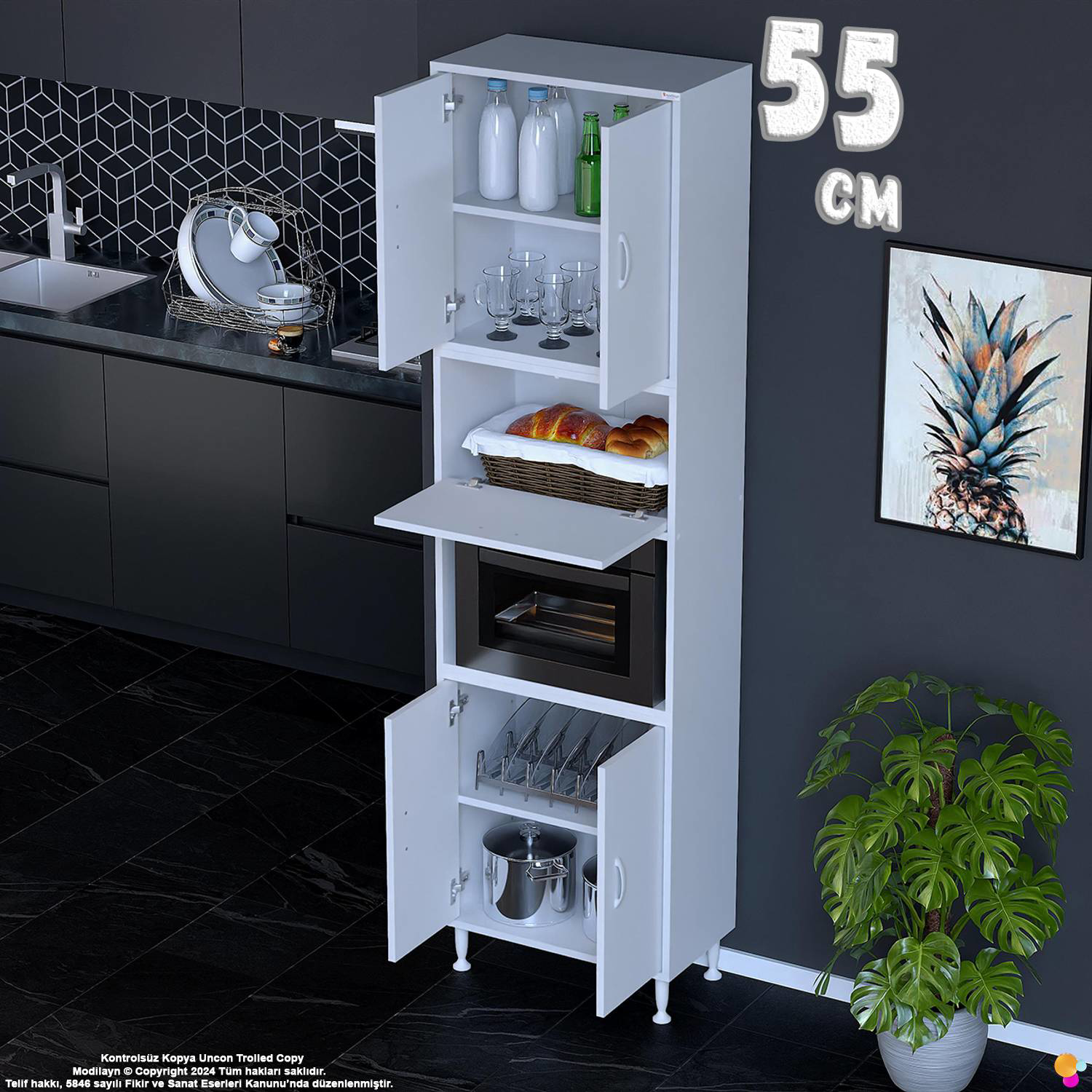 Işıl 55 cm Mikrodalga/Fırın Dolabı Kapaklı Orta Bölmeli Çok Amaçl Işıl 55 cm Mikrodalga/Fırın Dolabı Kapaklı Orta Bölmeli Çok Amaçl