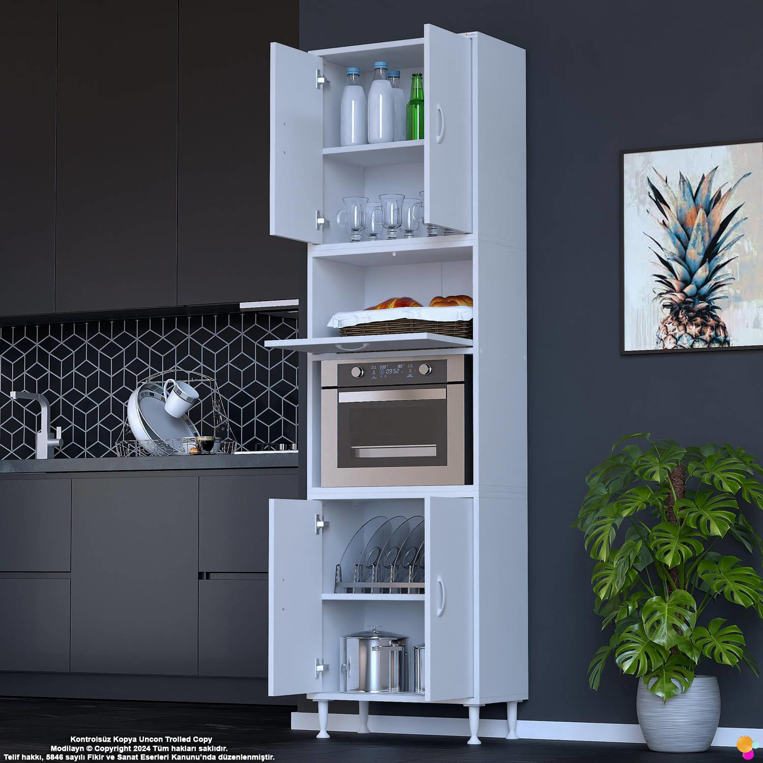 Işıl 60 cm Mikrodalga/Fırın Dolabı Kapaklı Orta Bölmeli Çok Amaçl Işıl 60 cm Mikrodalga/Fırın Dolabı Kapaklı Orta Bölmeli Çok Amaçl - Görsel 4