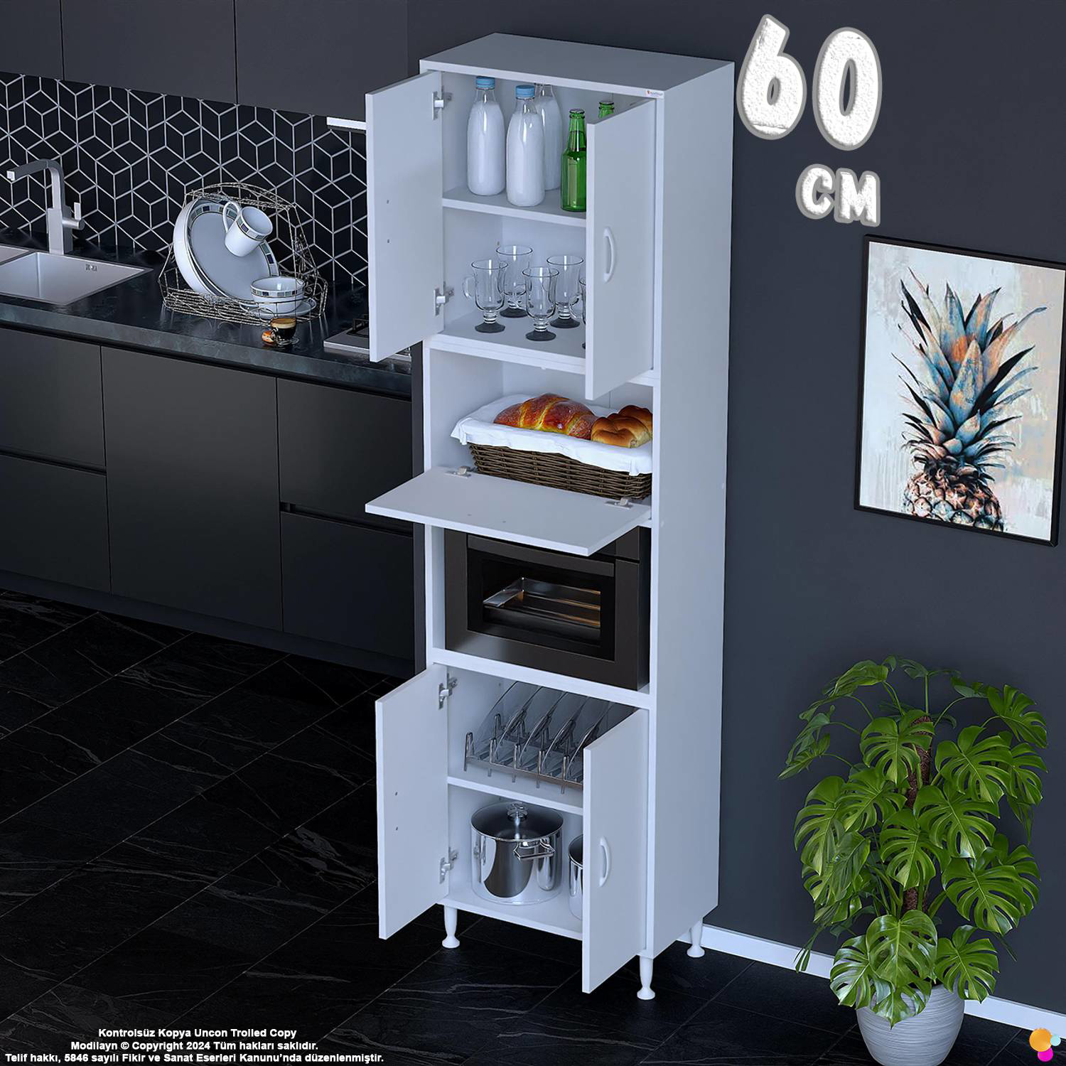 Işıl 60 cm Mikrodalga/Fırın Dolabı Kapaklı Orta Bölmeli Çok Amaçl Işıl 60 cm Mikrodalga/Fırın Dolabı Kapaklı Orta Bölmeli Çok Amaçl