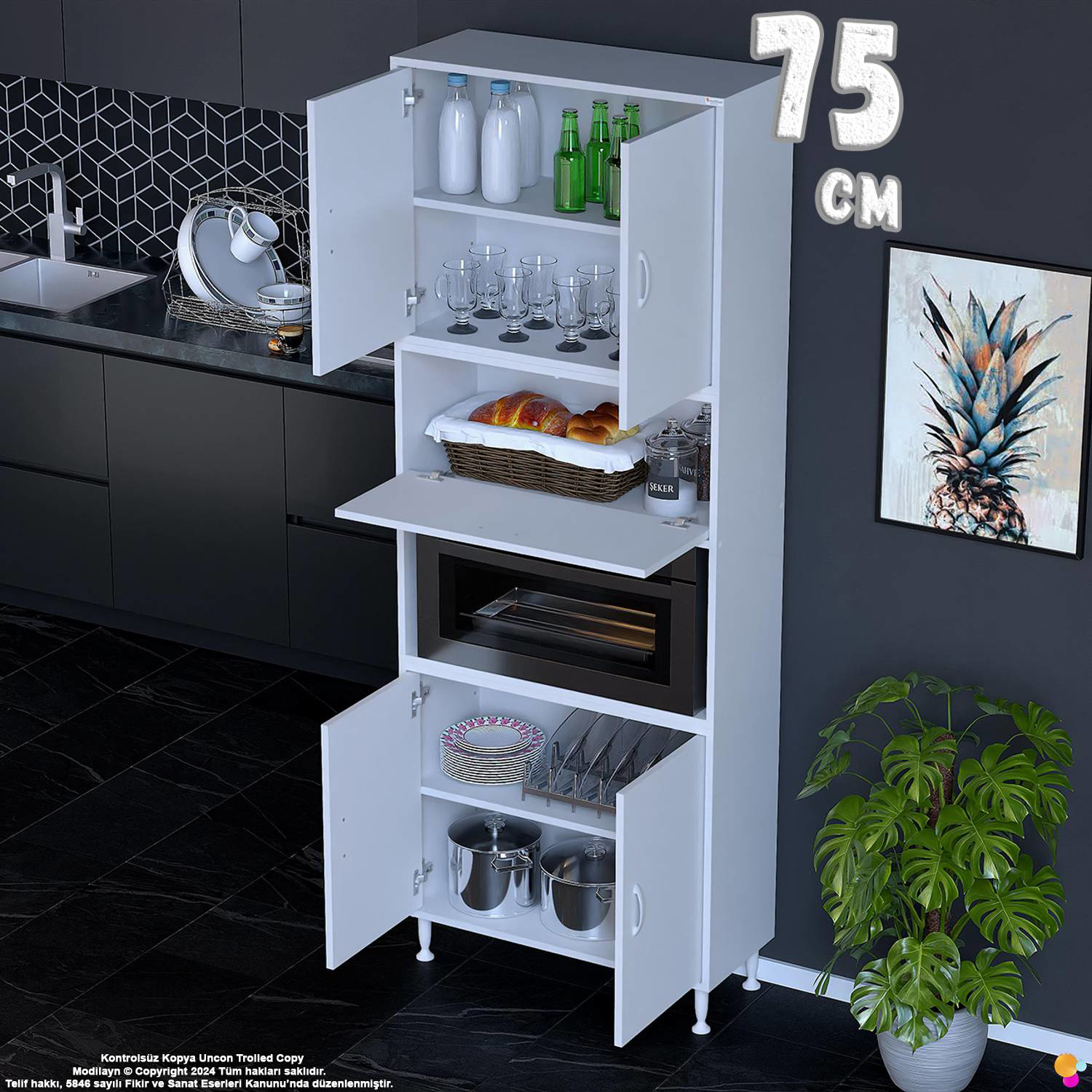 Işıl 75 cm Mikrodalga/Fırın Dolabı Kapaklı Orta Bölmeli Çok Amaçl Işıl 75 cm Mikrodalga/Fırın Dolabı Kapaklı Orta Bölmeli Çok Amaçl