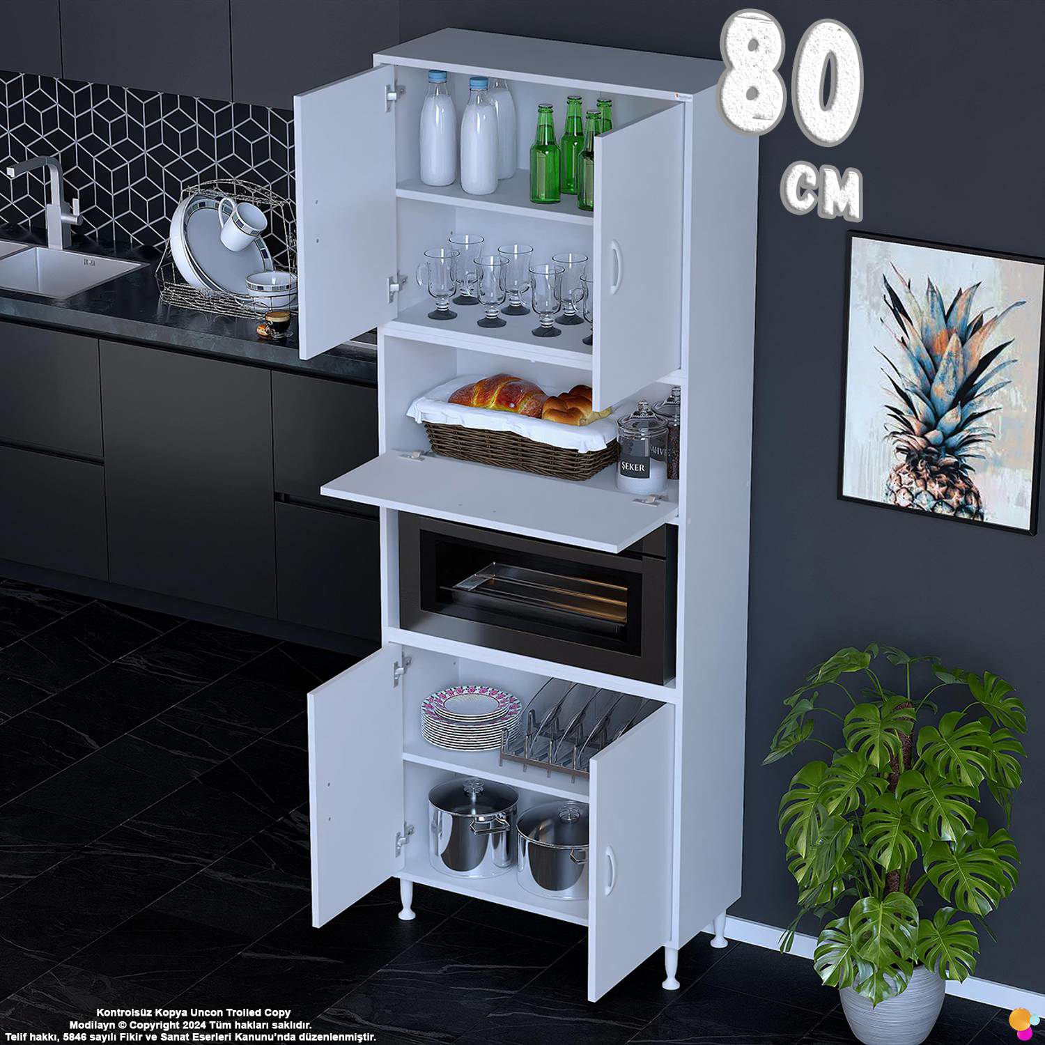 Işıl 80 cm Mikrodalga/Fırın Dolabı Kapaklı Orta Bölmeli Çok Amaçl Işıl 80 cm Mikrodalga/Fırın Dolabı Kapaklı Orta Bölmeli Çok Amaçl