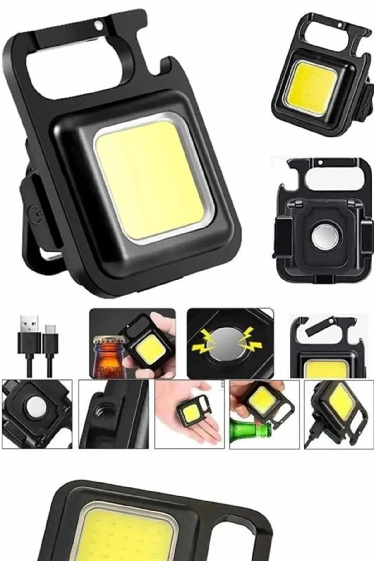 Işıldak Usb Şarjlı Cep El Feneri Taşınabilir Mini Led Işık Çok Fonksiyonlu