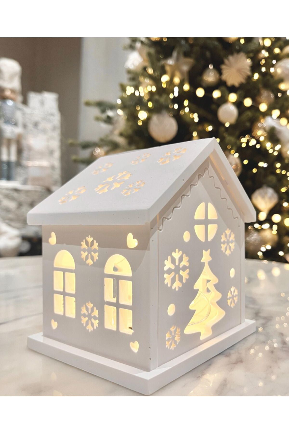 Işıltılı Dekoratif Tealight veya LED Tutucu Ev Modeli