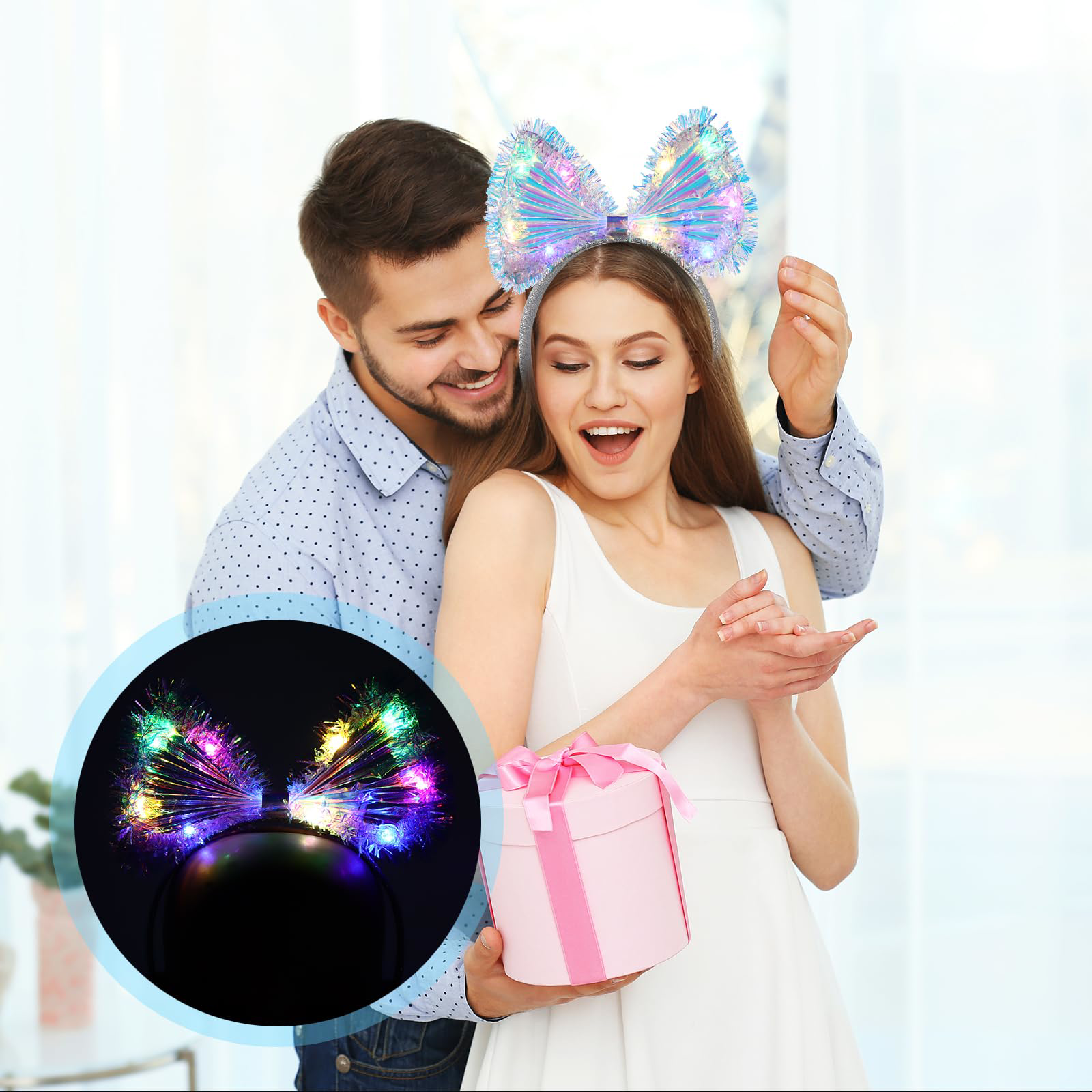 Işıltılı Fiber Fiyonk Gece Tacı Işıklı Ledli Eğlence Tacı 1 Adet
