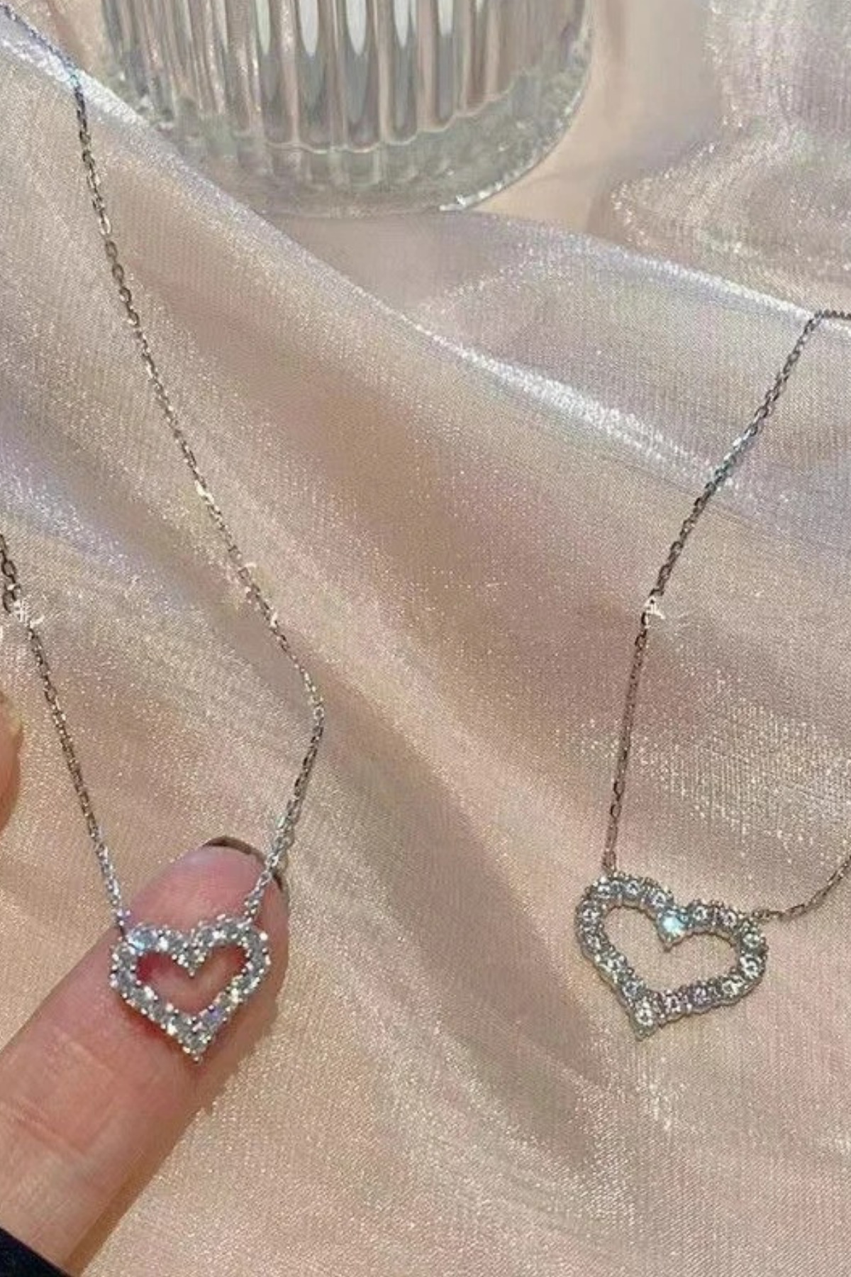 Işıltılı Kalp Silver Kolye