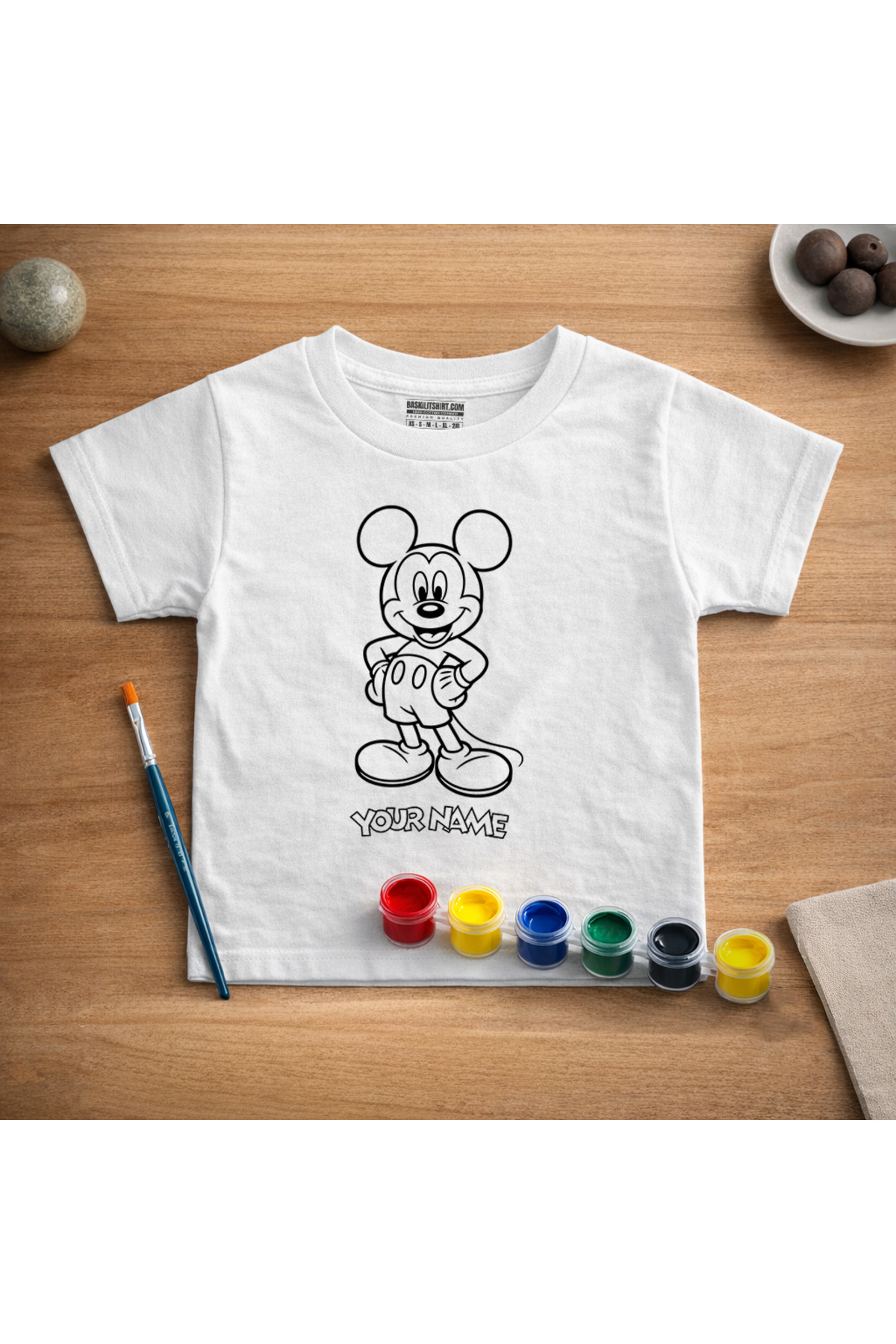 İsim Yazılabilen Mickey Çocuk Tişört Boyama Seti – Full Set Fırça