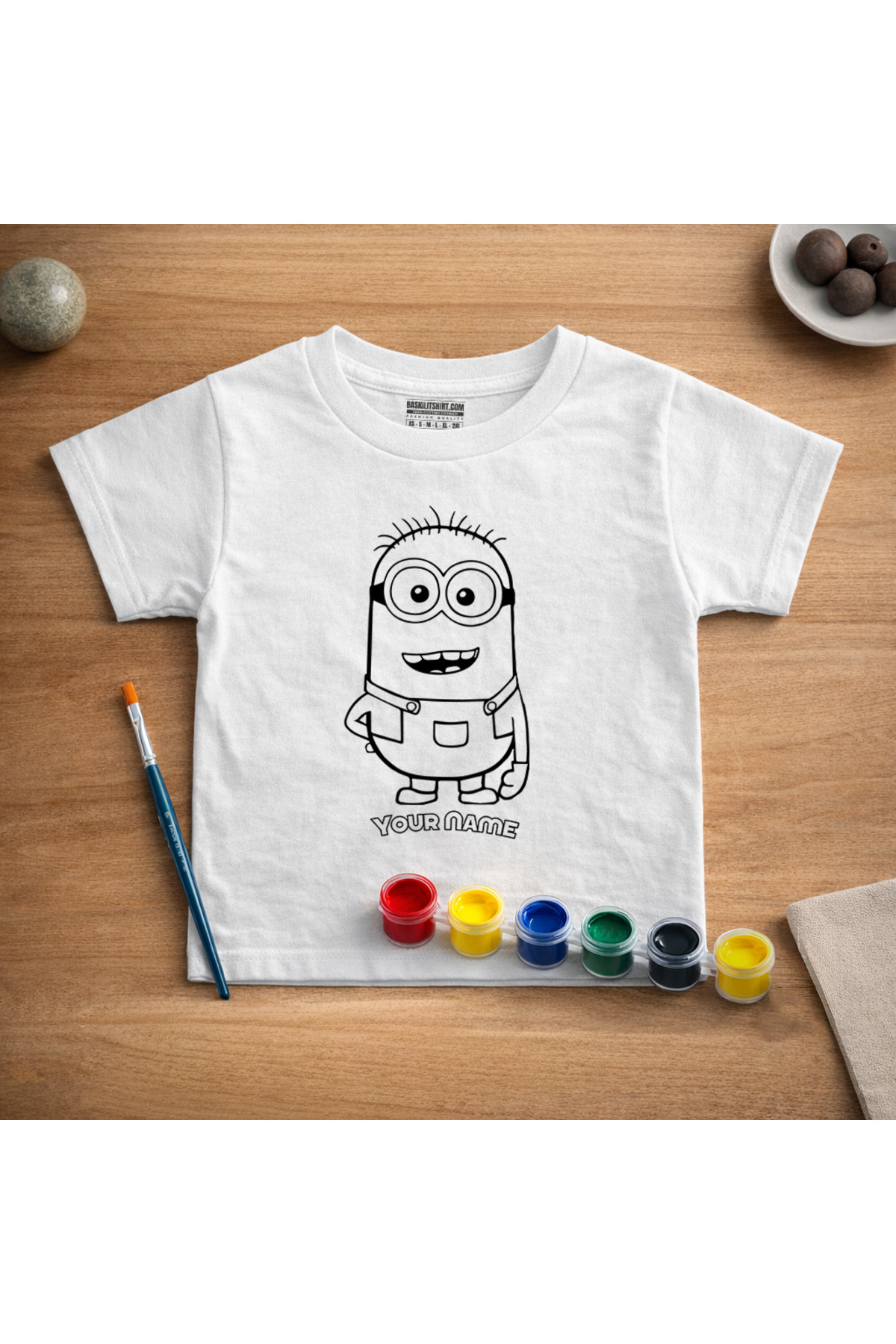 İsim Yazılabilen Minion Çocuk Tişört Boyama Seti – Full Set Fırça