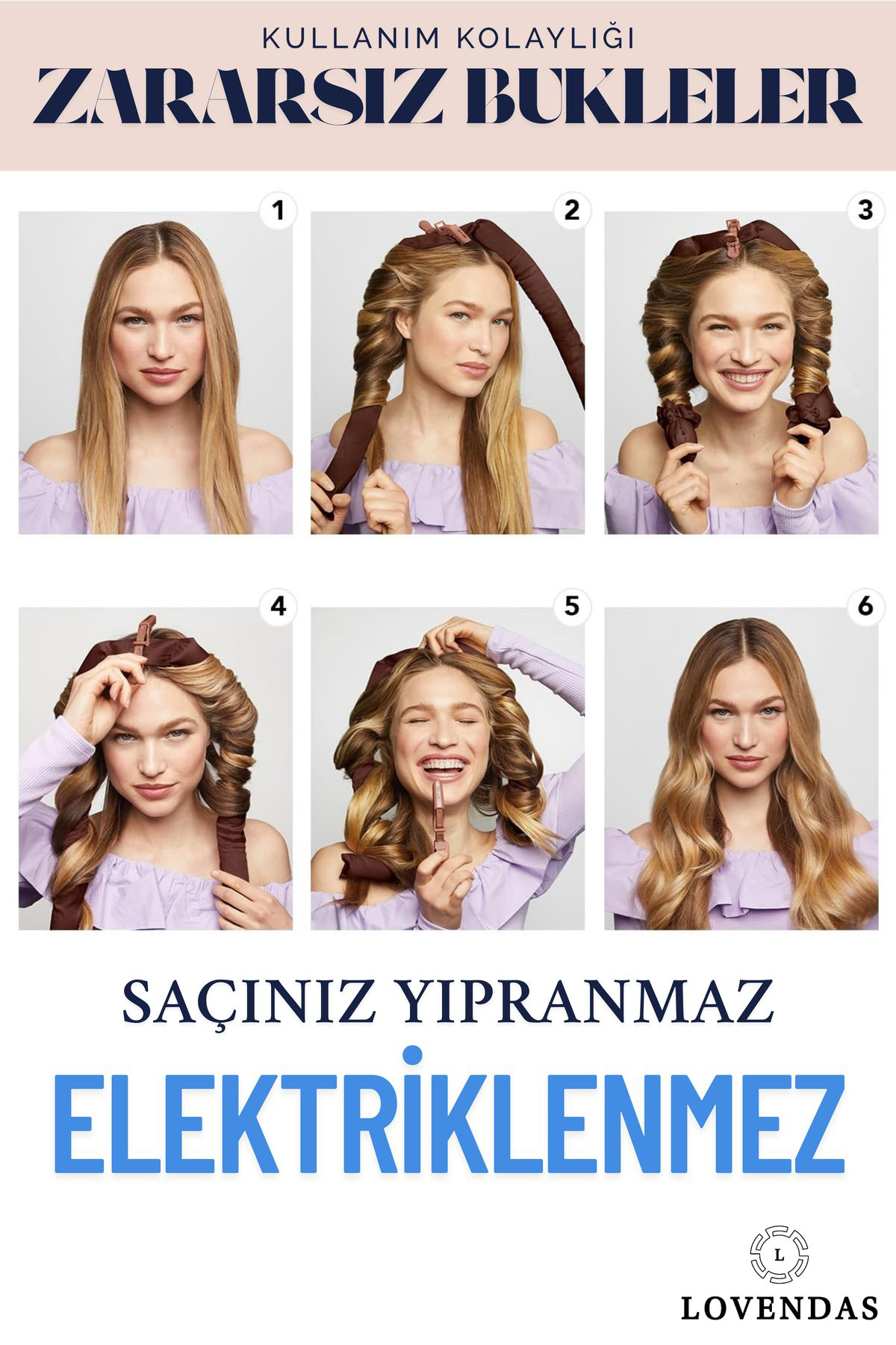 Lovendas İsısız Saç Şekillendirme Sosis Seti Mükemmel Bukleler – 2 Adet Sa