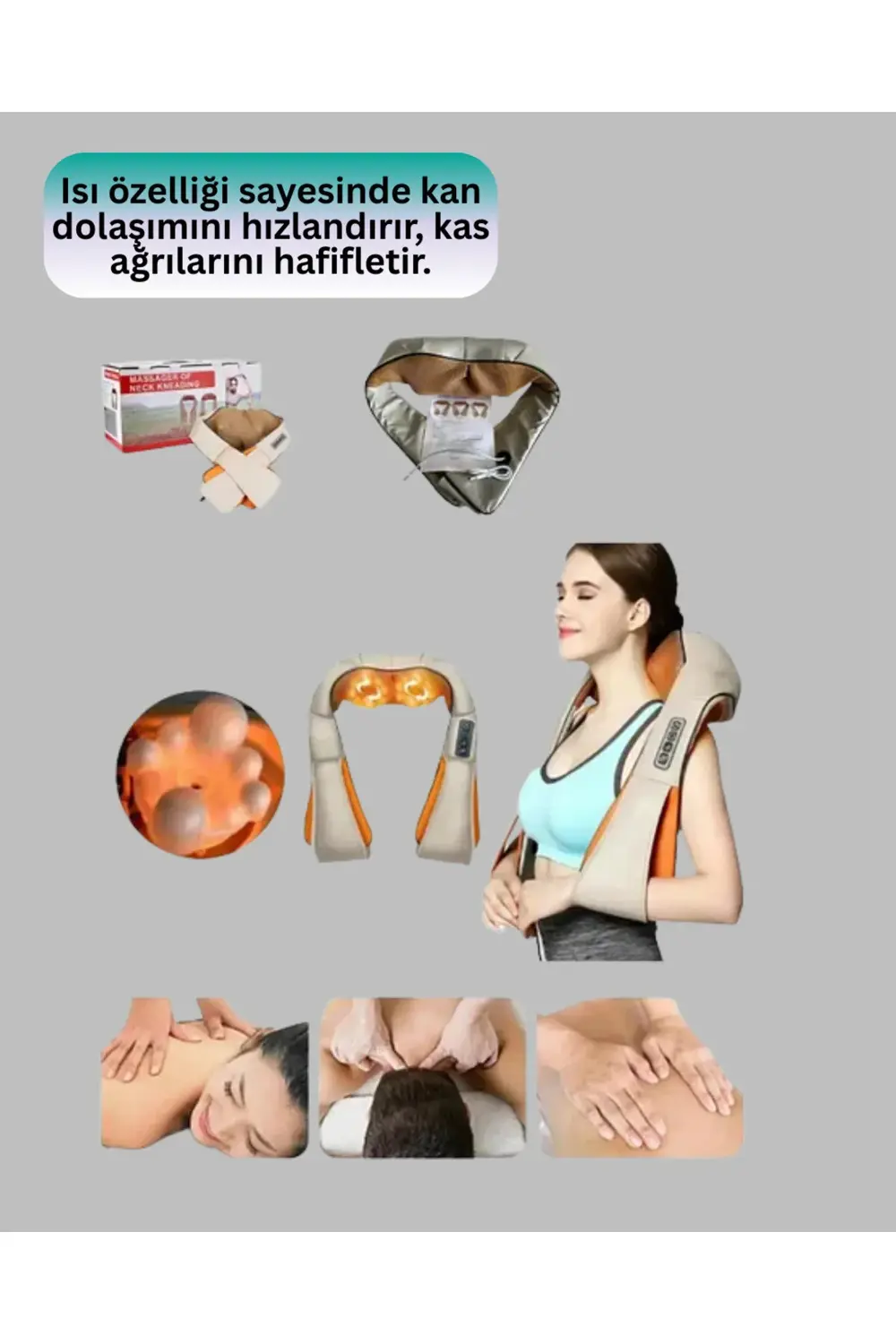 Isıtma Fonksiyonlu Ovmalı Boyun Omuz ve Vücut Masaj Cihazı Rahatl