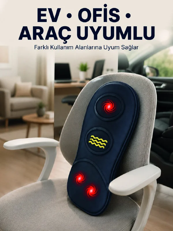 Isıtmalı Bel Masaj Minderi Ev Ofis Araç Uyumlu Titreşimli Destek - Lisinya Diğer