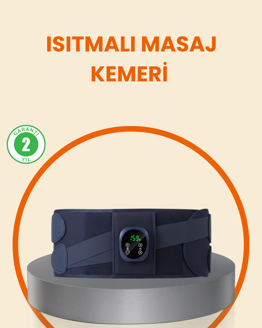 Isıtmalı Masaj Kemeri Dijital Ekranlı Bel Çevresi 100 cm Altı Uyu