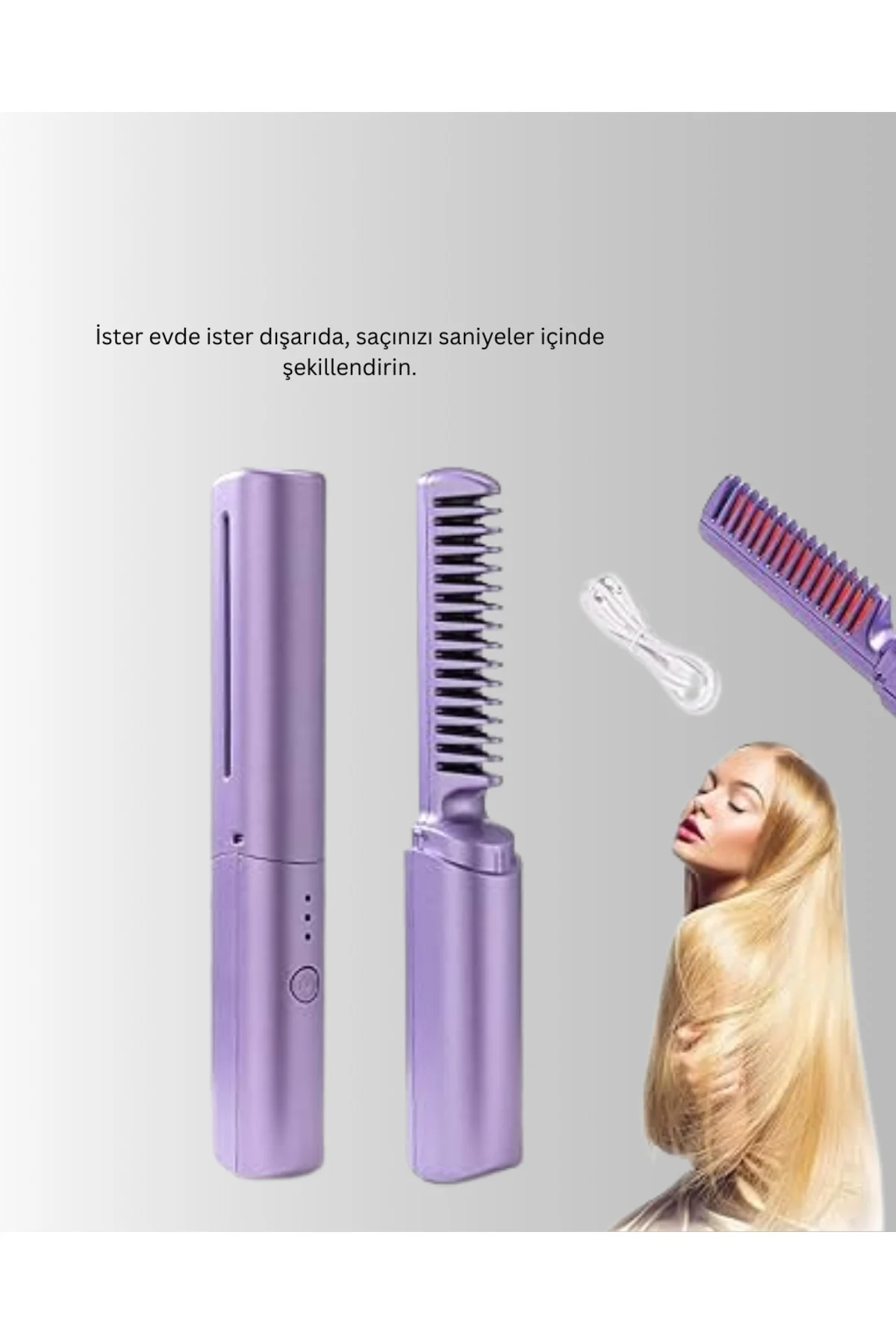 Isıtmalı Saç Düzleştirici Fırça – Kablosuz ve Hafif Tasarım