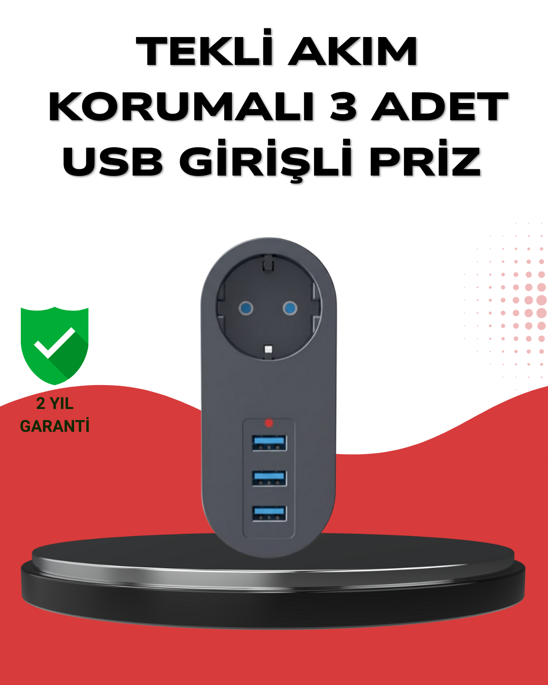Isıya Dayanıklı 3 USB Portlu Güvenlikli Priz – Akıllı Enerji Yöne