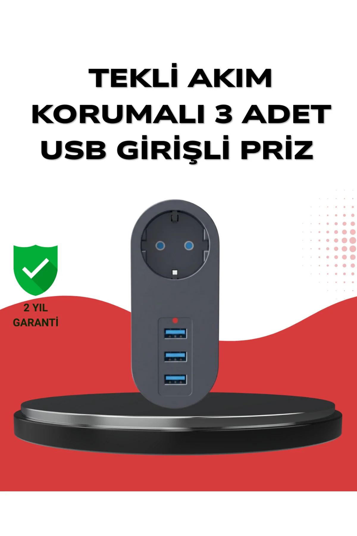 Isıya Dayanıklı 3 USB Portlu Güvenlikli Priz – Akıllı Enerji Yöne