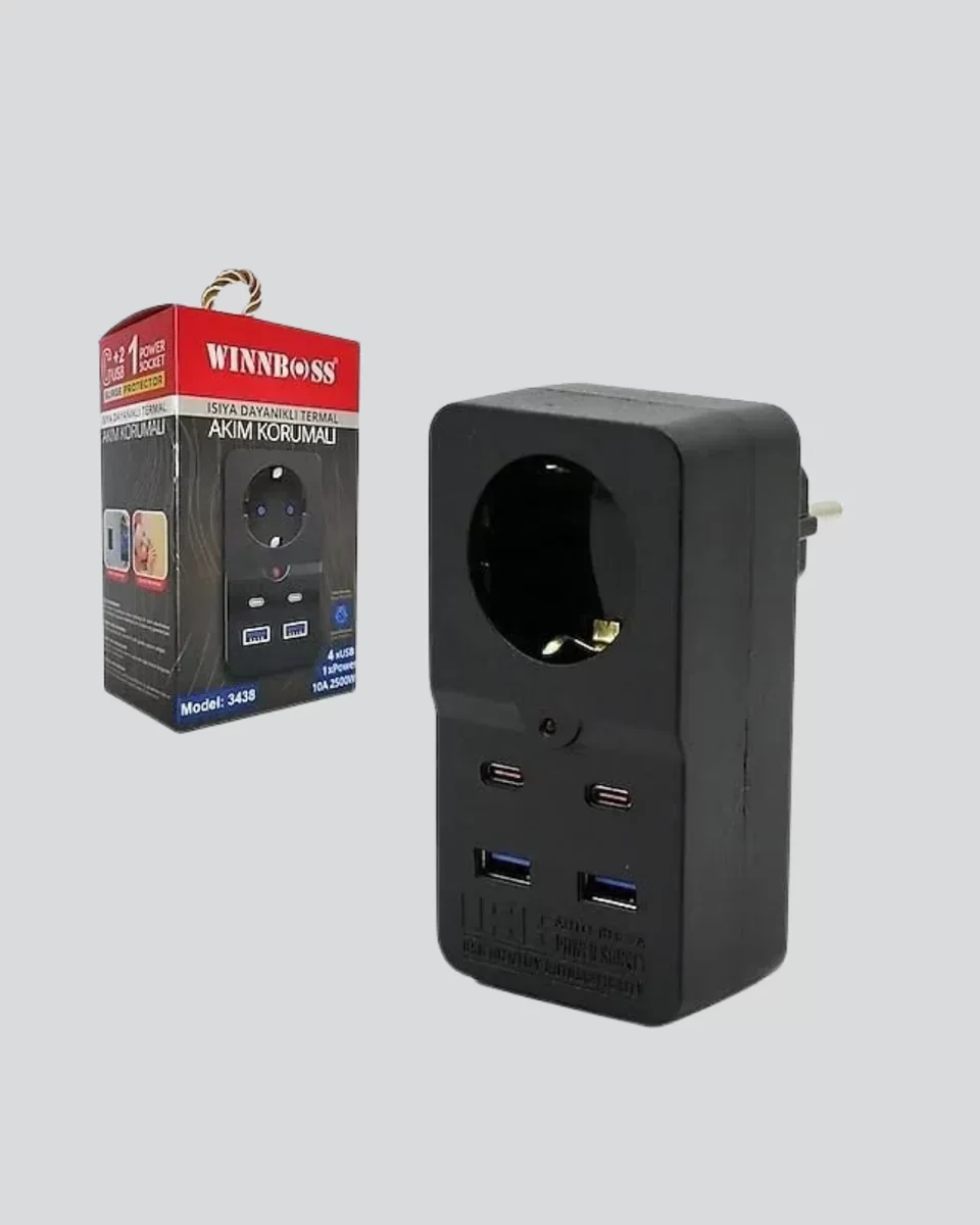 Isıya Dayanıklı PC Gövdeli Akım Korumalı Priz 4 USB Yeni Nesil - Termal Korumalı ve Smart Şarj Cihazı