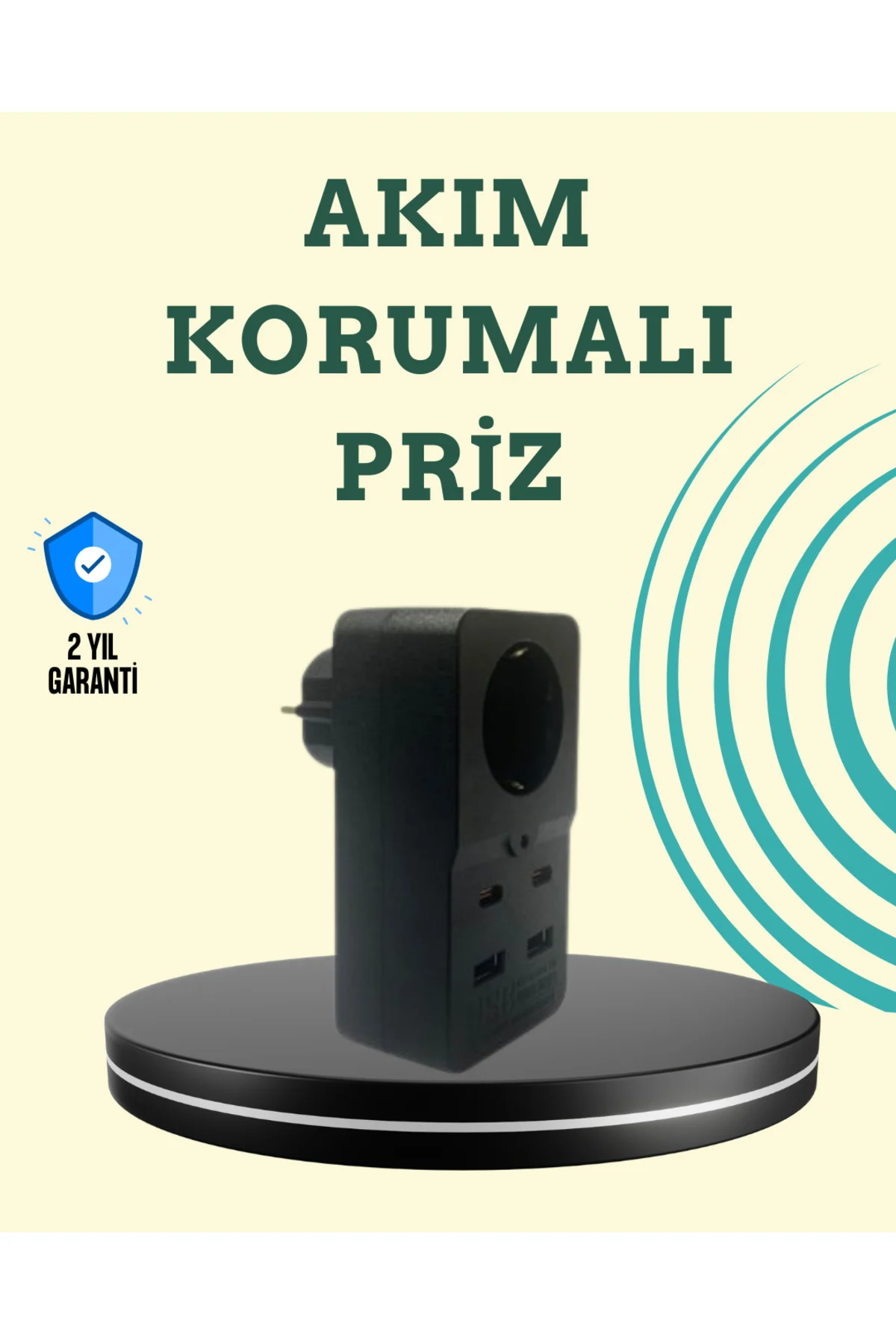 Isıya Dayanıklı PC Gövdeli Akım Korumalı Priz 4 USB