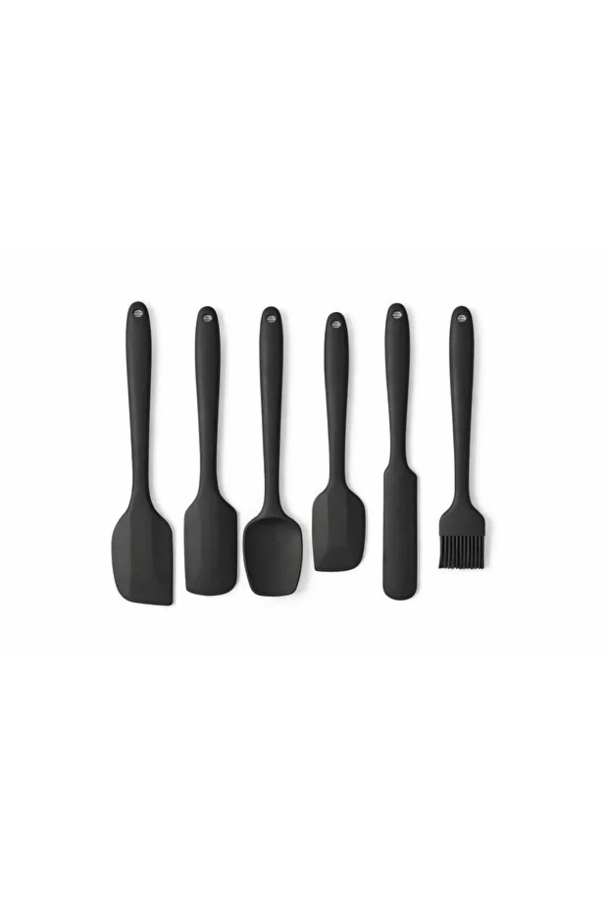 Isıya Dayanıklı Yanmaz Yapışmaz Silikon Spatula Seti 6 Parça Siyah