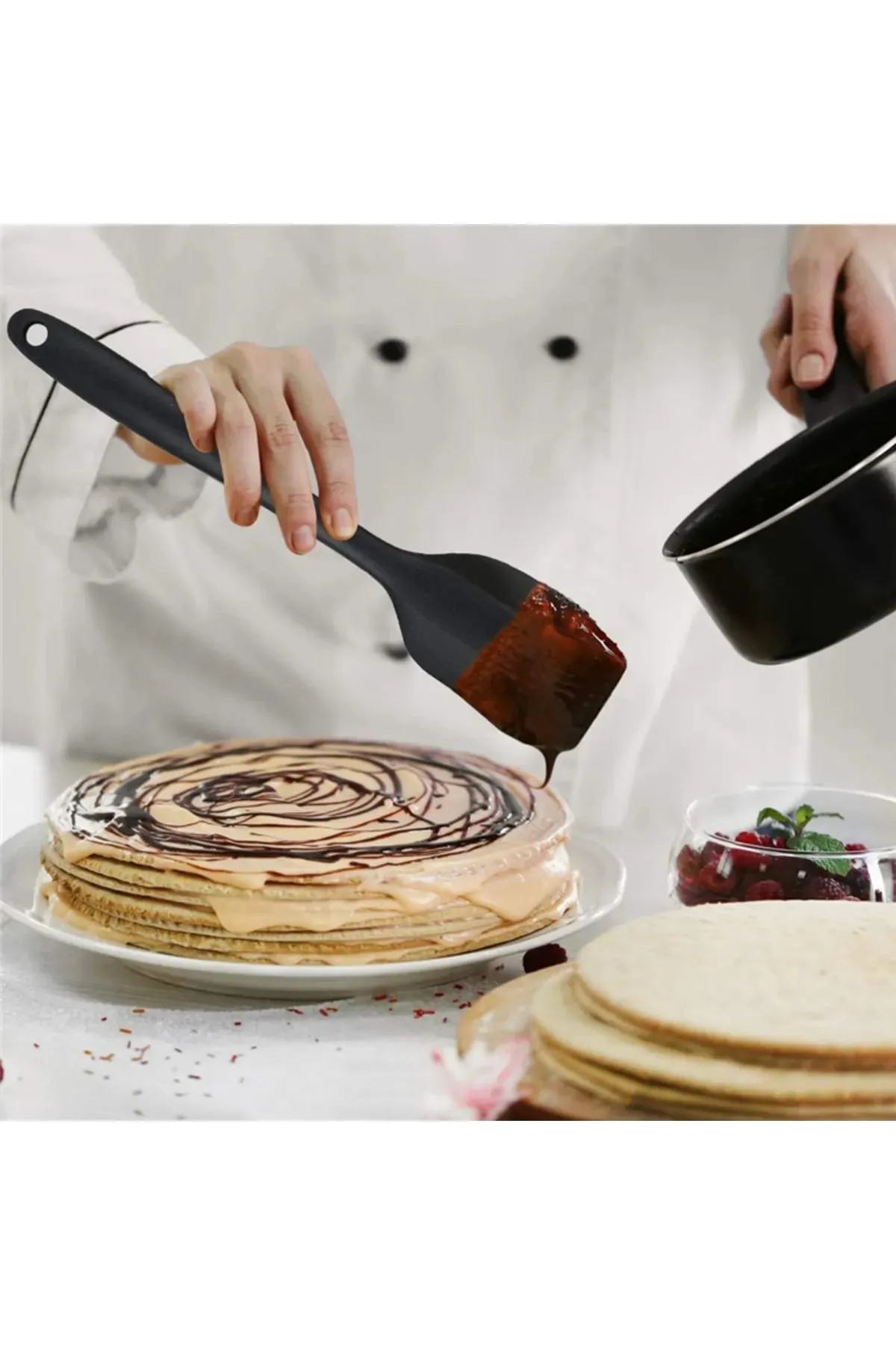 Isıya Dayanıklı Yanmaz Yapışmaz Silikon Spatula Seti 6 Parça Siya