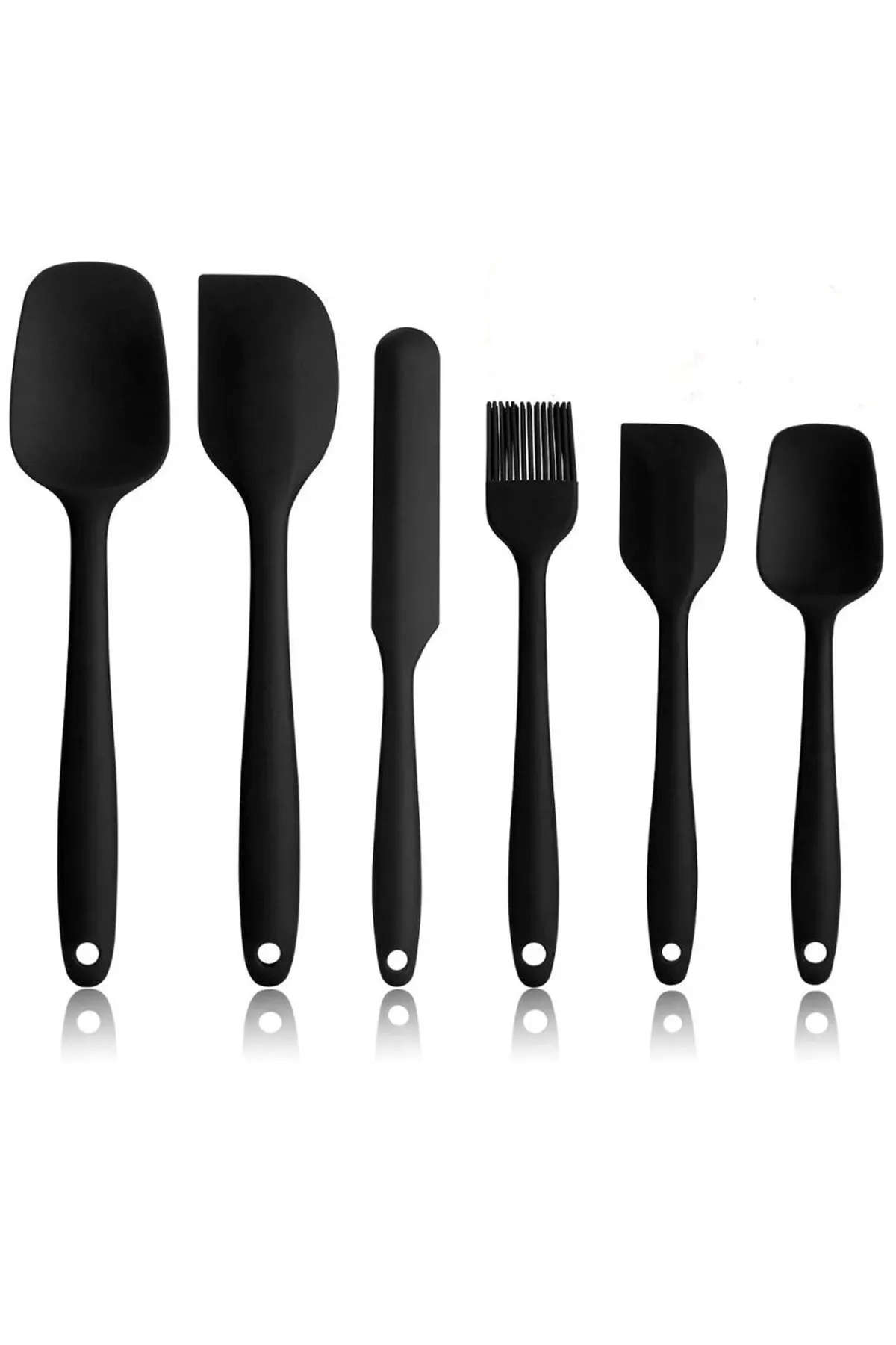 Isıya Dayanıklı Yanmaz Yapışmaz Silikon Spatula Seti 6 Parça Siya