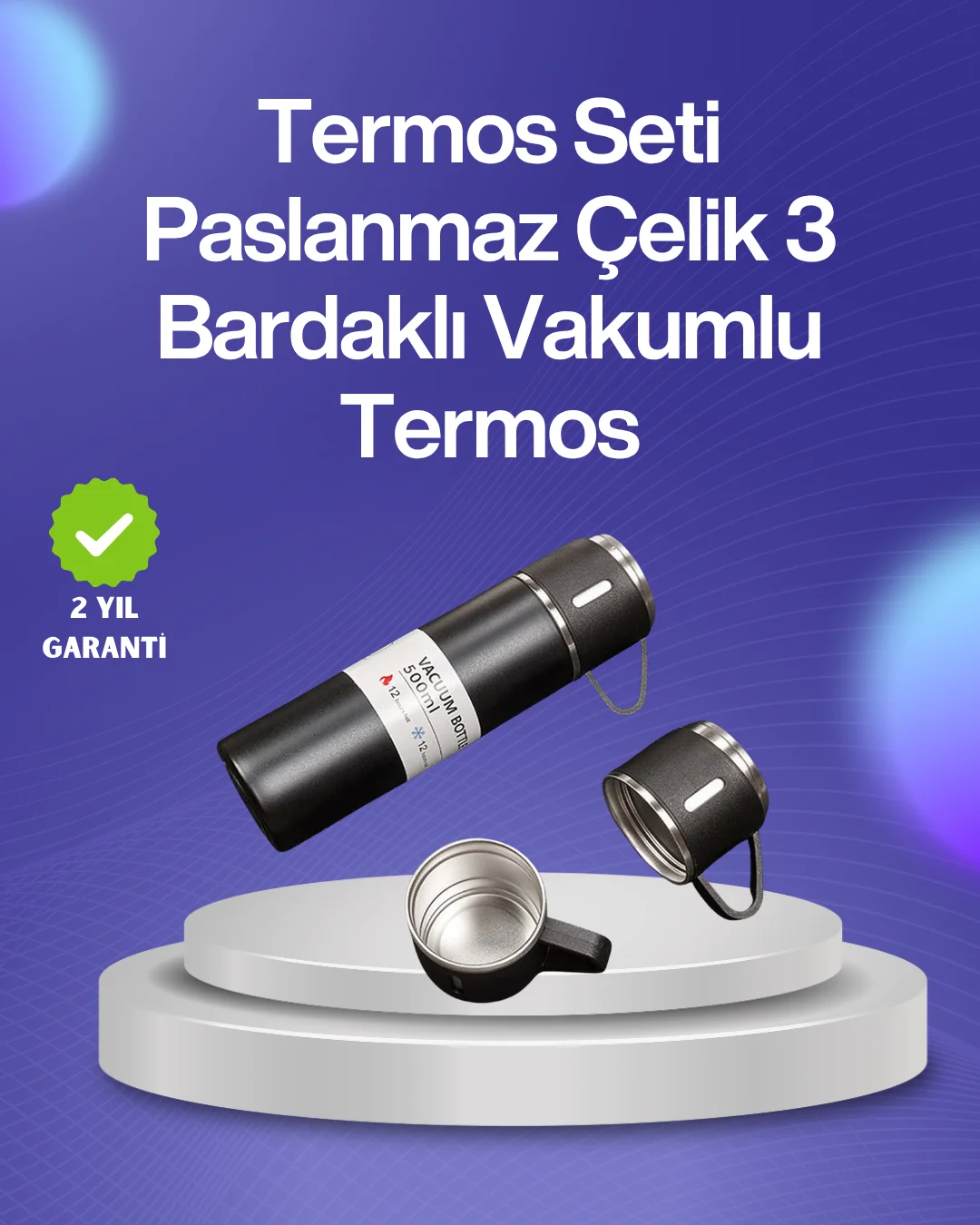 Isıyı Uzun Süre Koruyan 500 ml Termos Seti | Çelik Gövde, 2 Bardaklı, Hediye Kutulu Isıyı Uzun Süre Koruyan 500 ml Termos Seti | Çelik Gövde, 2 Bardaklı, Hediye Kutulu