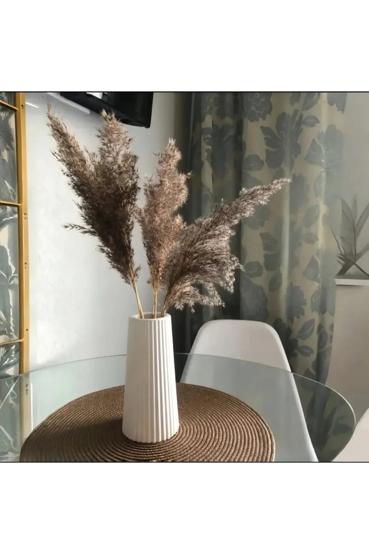 İskandinav Bohem Tarzı Çizgili Dekoratif Vazo 20 Cm