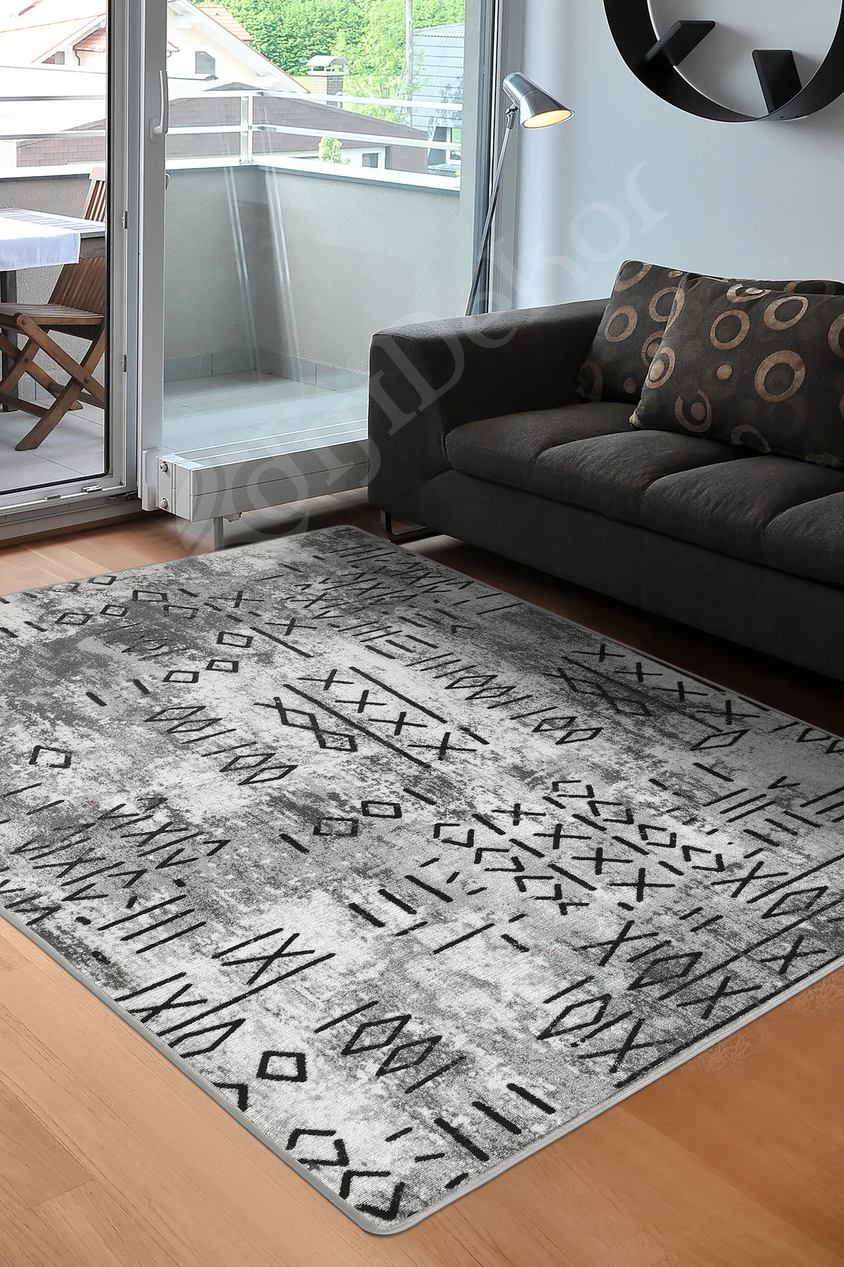 İSKANDİNAV Halı GRİ Yıkanabilir Kaymaz Kesme Halı Yolluk 120x250