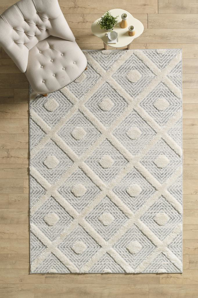 İskandinav Halı Gri Krem Halı Yumuşak Bukleli Bohem Jut Halı Salo