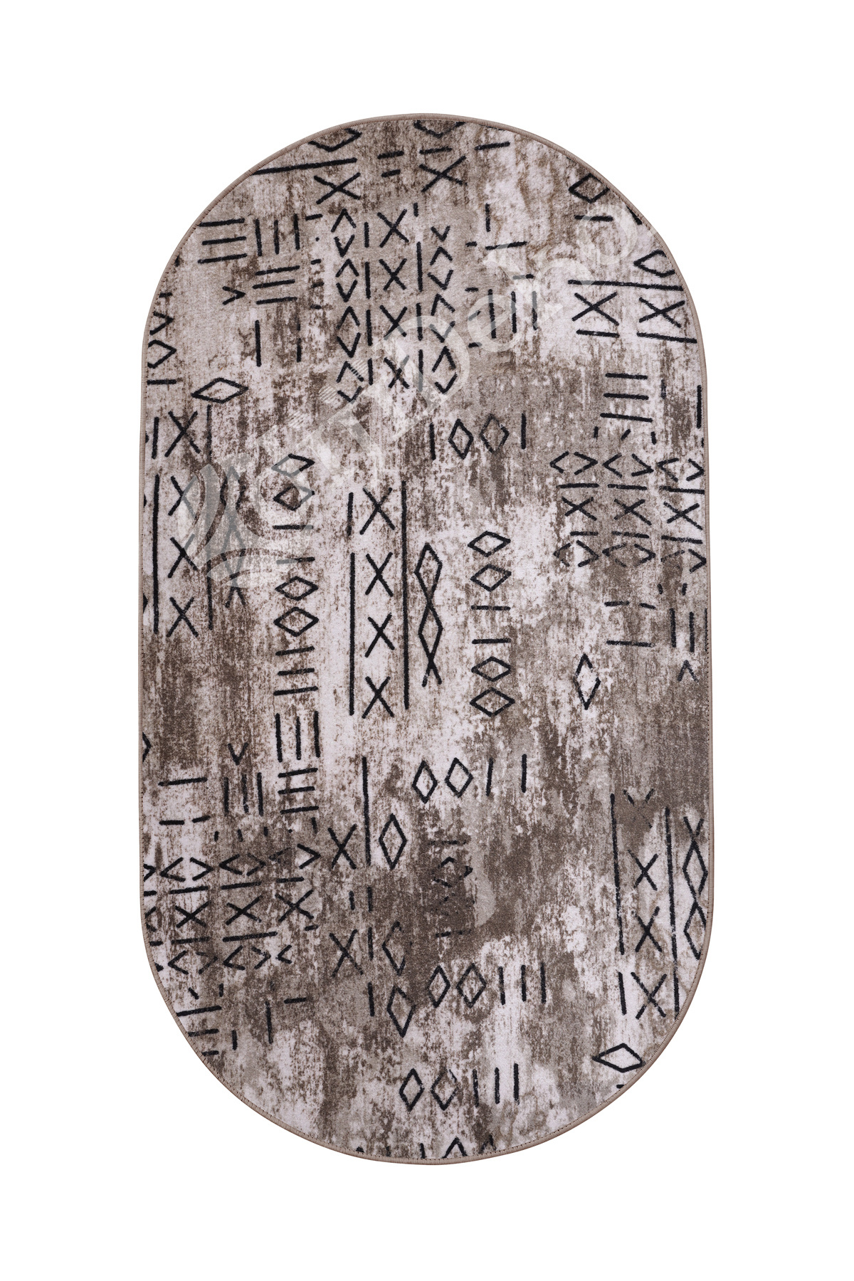 İSKANDİNAV Oval Saçaksız Halı KAHVERENGİ Silinebilir Yolluk 80x12