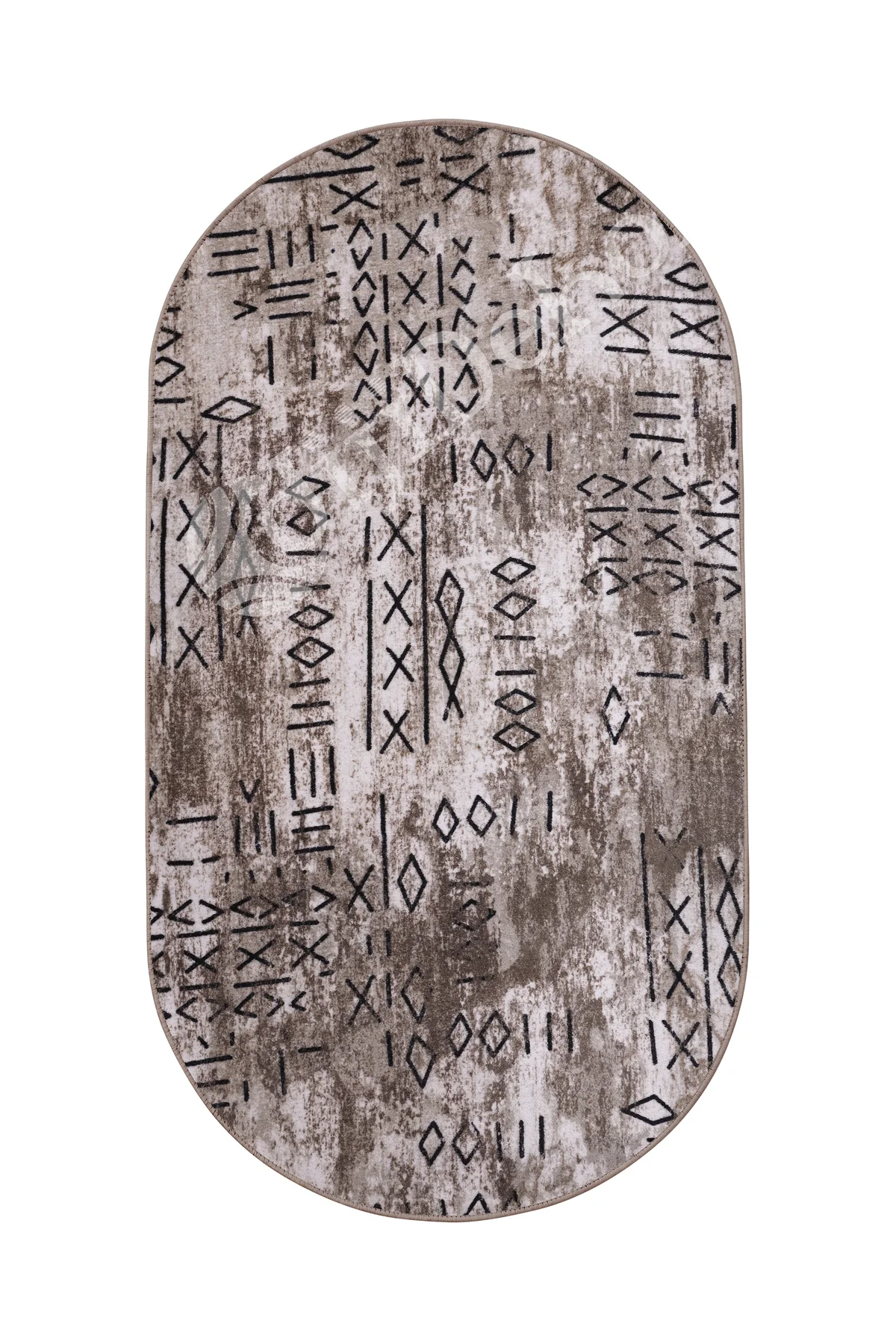 İSKANDİNAV Oval Saçaksız Halı KAHVERENGİ Silinebilir Yolluk 160x500