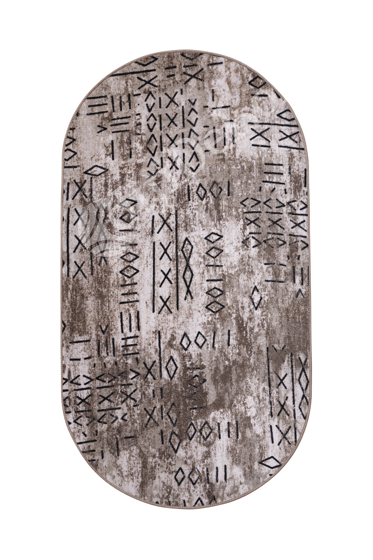 İSKANDİNAV Oval Saçaksız Halı KAHVERENGİ Silinebilir Yolluk 80x400