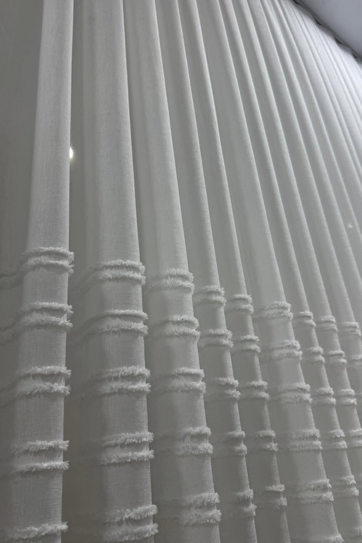 Özgün Perde İskandinav Ponpon Tül Perde Sık Pileli Keten Kumaş, Ağır Gramaj,