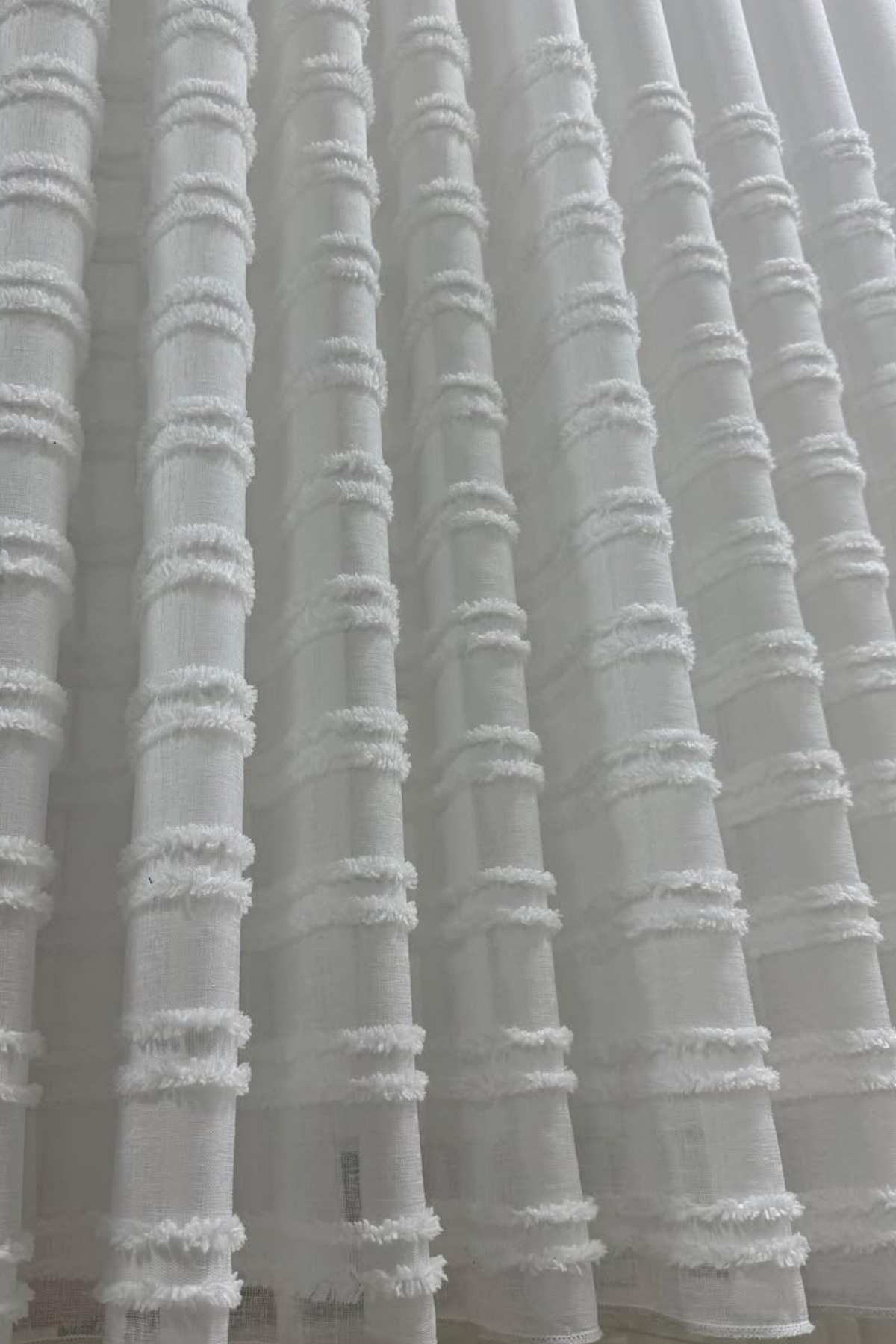 Özgün Perde İskandinav Ponpon Tül Perde Sık Pileli Keten Kumaş, Ağır Gramaj,