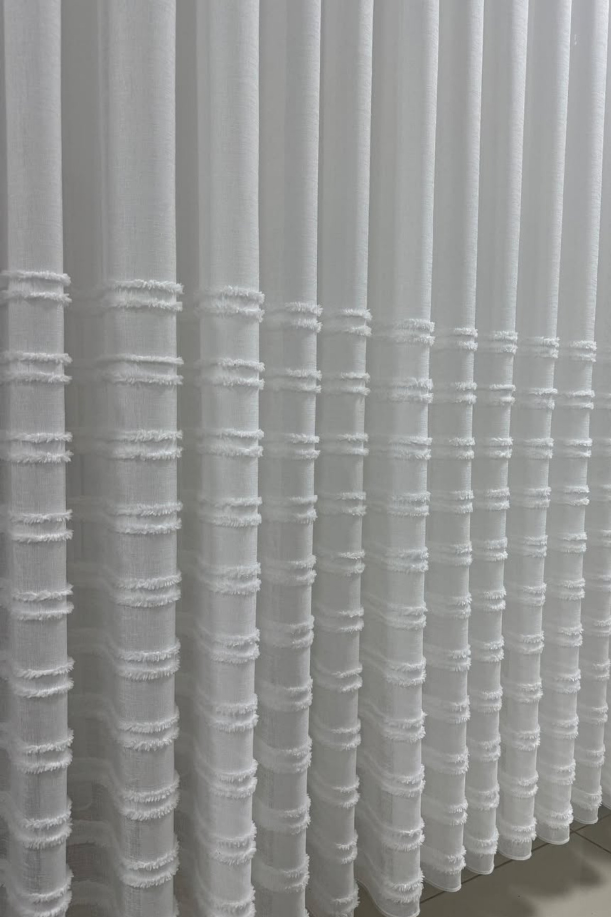 Özgün Perde İskandinav Ponpon Tül Perde Sık Pileli Keten Kumaş, Ağır Gramaj,