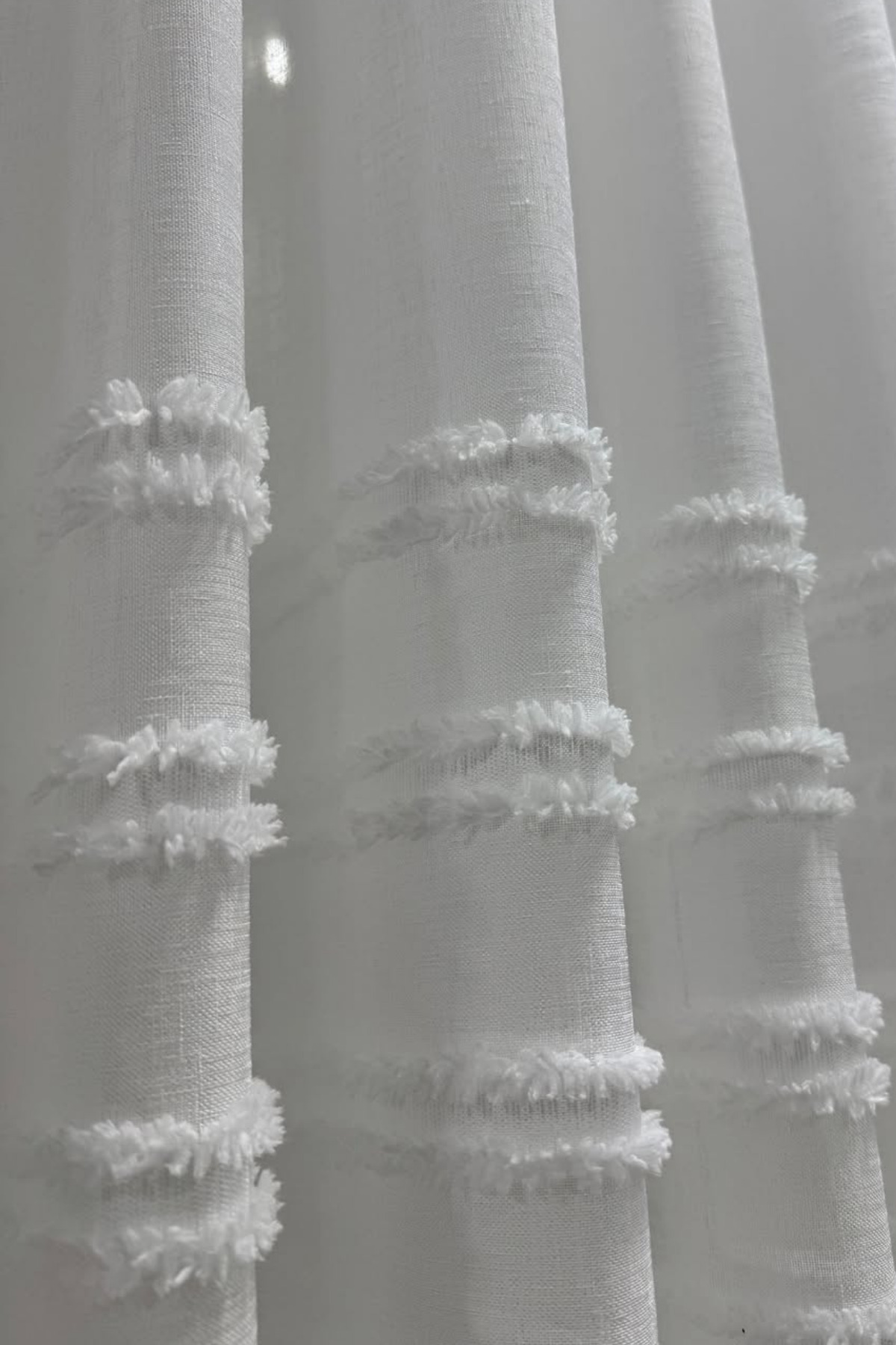 Özgün Perde İskandinav Ponpon Tül Perde Sık Pileli Keten Kumaş, Ağır Gramaj,