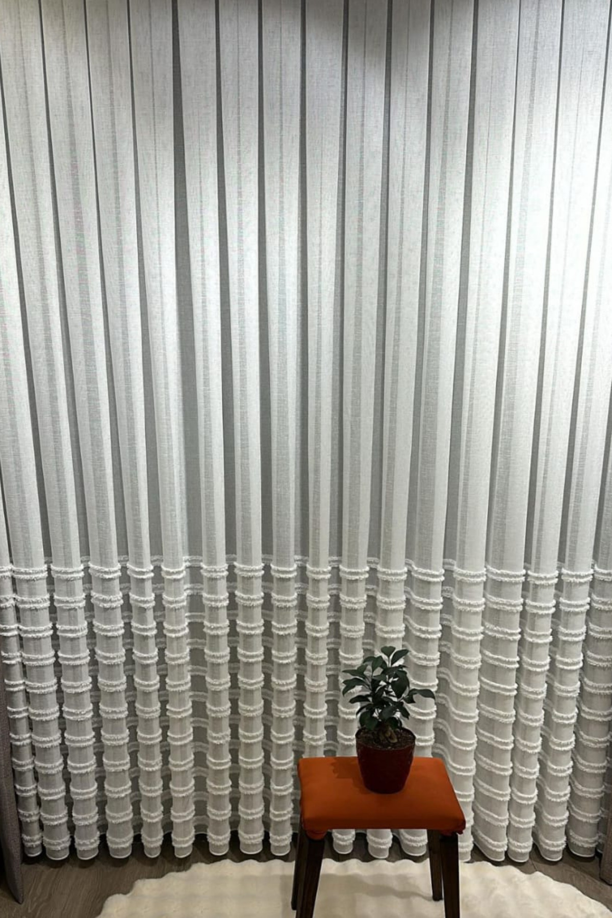 Özgün Perde İskandinav Ponpon Tül Perde Sık Pileli Keten Kumaş, Ağır Gramaj,