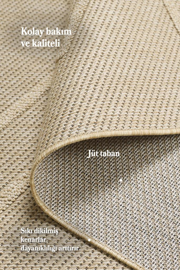 İskandinav Tasarım ZigZag Desenli Bej Halı Salon Halısı Mutfak Ha