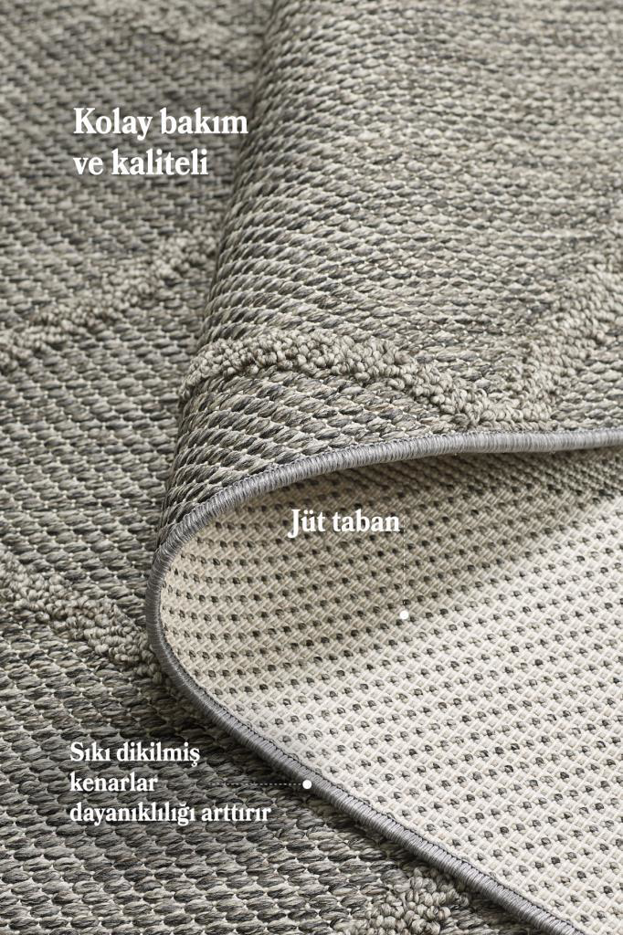 İskandinav Tasarım Baklava Desenli Gri Halı Salon Halı, Mutfak Ha