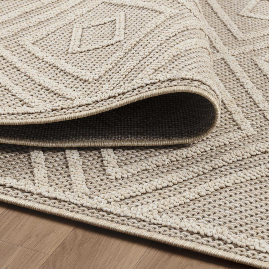 Red Hali İskandinav Tasarim Geometrik Desenli Bej Hali Salon Halisi Mutfak