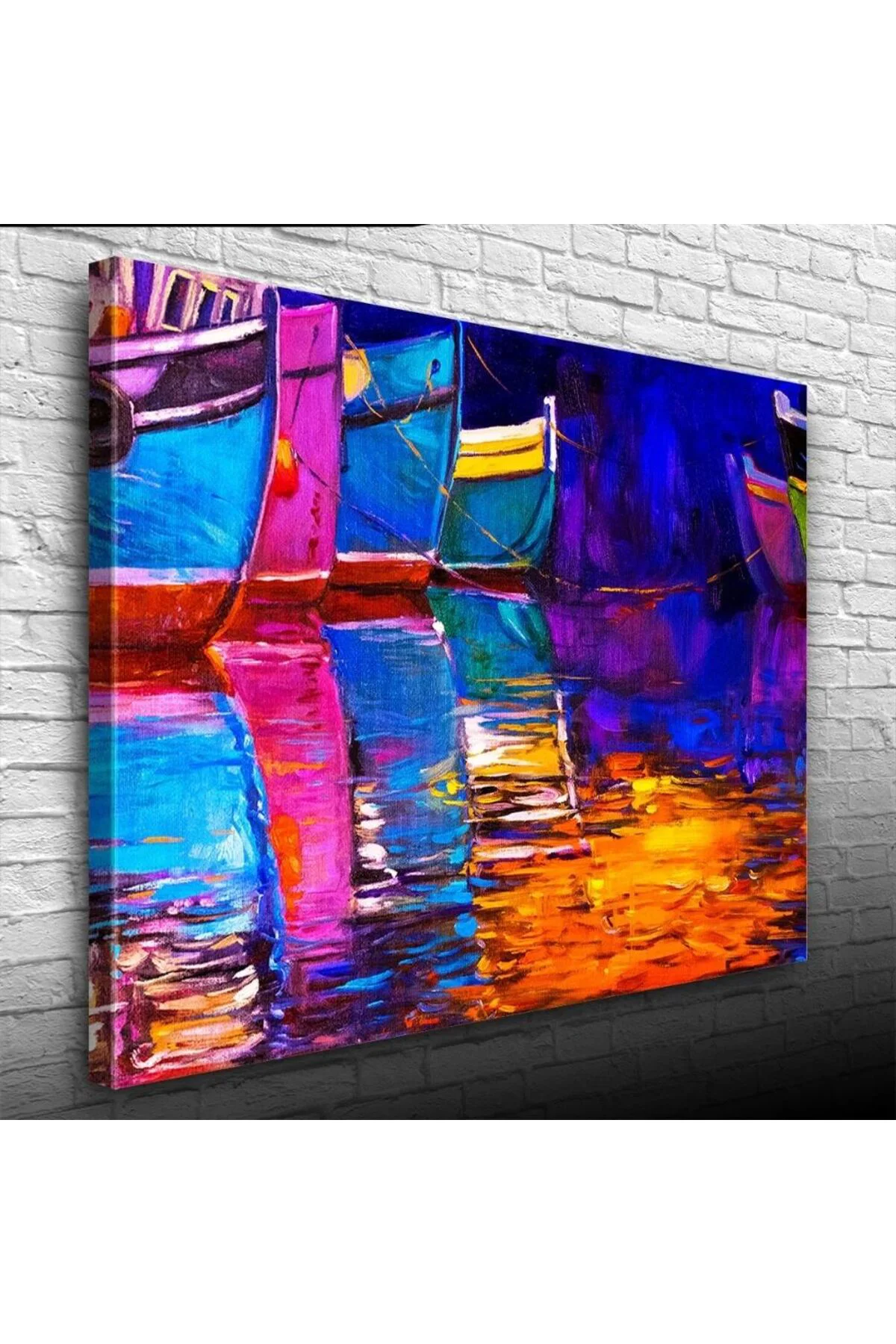 İskeledeki Balıkçı Kayıkları Yağlıboya Kanvas Tablo 50 x 70 Fiyatı, Yorumları ve Özellikleri