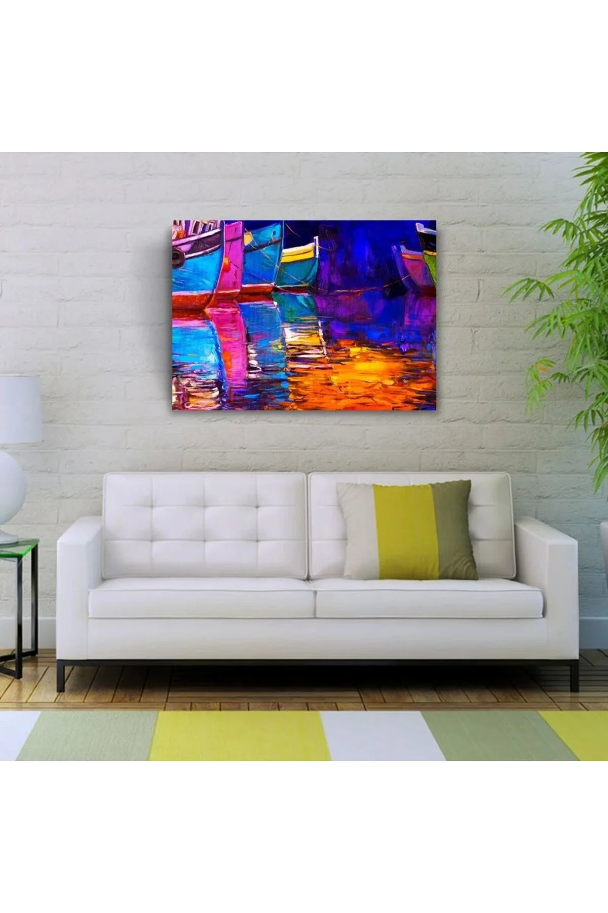 İskeledeki Balıkçı Kayıkları Yağlıboya Kanvas Tablo 50 x 70 Fiyatı, Yorumları ve Özellikleri