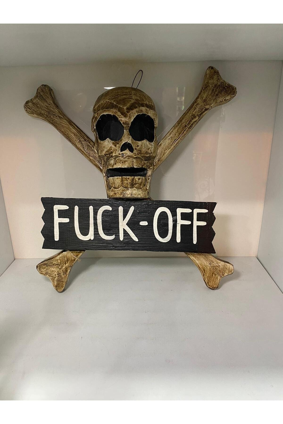 Elif Aksesuar İskelet Kurukafa Ahşap Duvar Kapı Dekoru