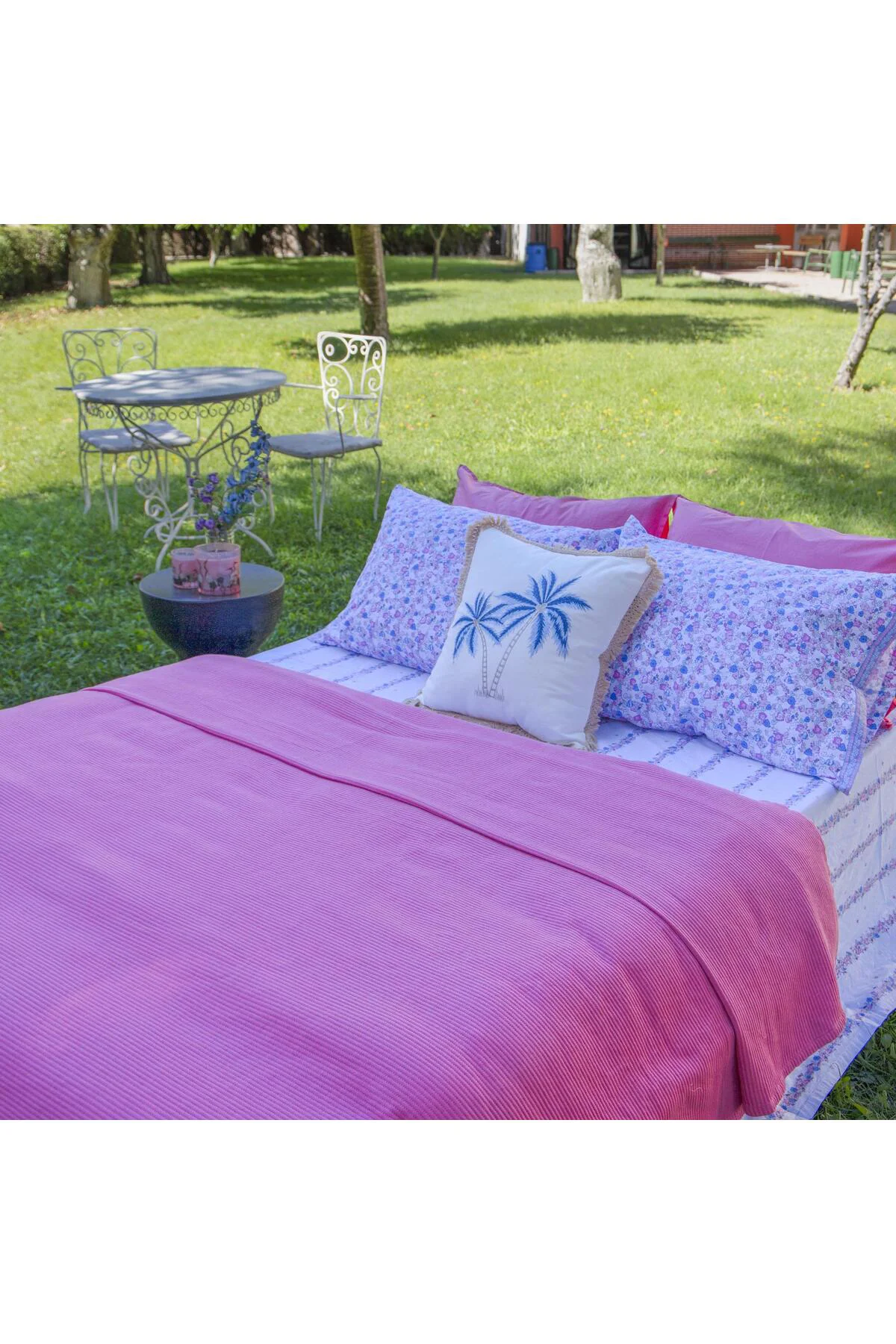 İsla Pembe Tek Kişilik %100 Pamuk Pike Takımı