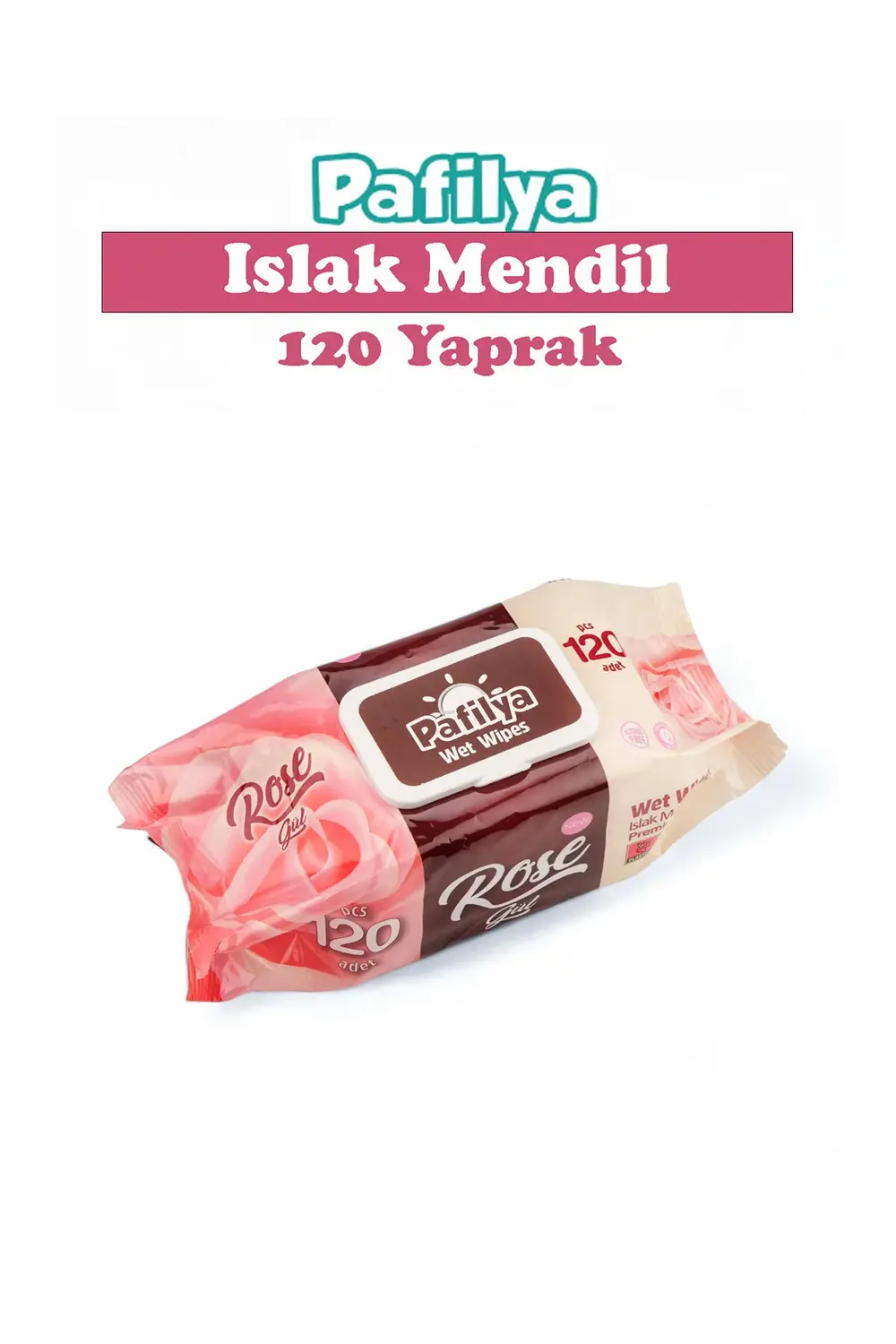 Islak Havlu Mendil 120 Yaprak Gül Tekli Paket Plastik Kapaklı
