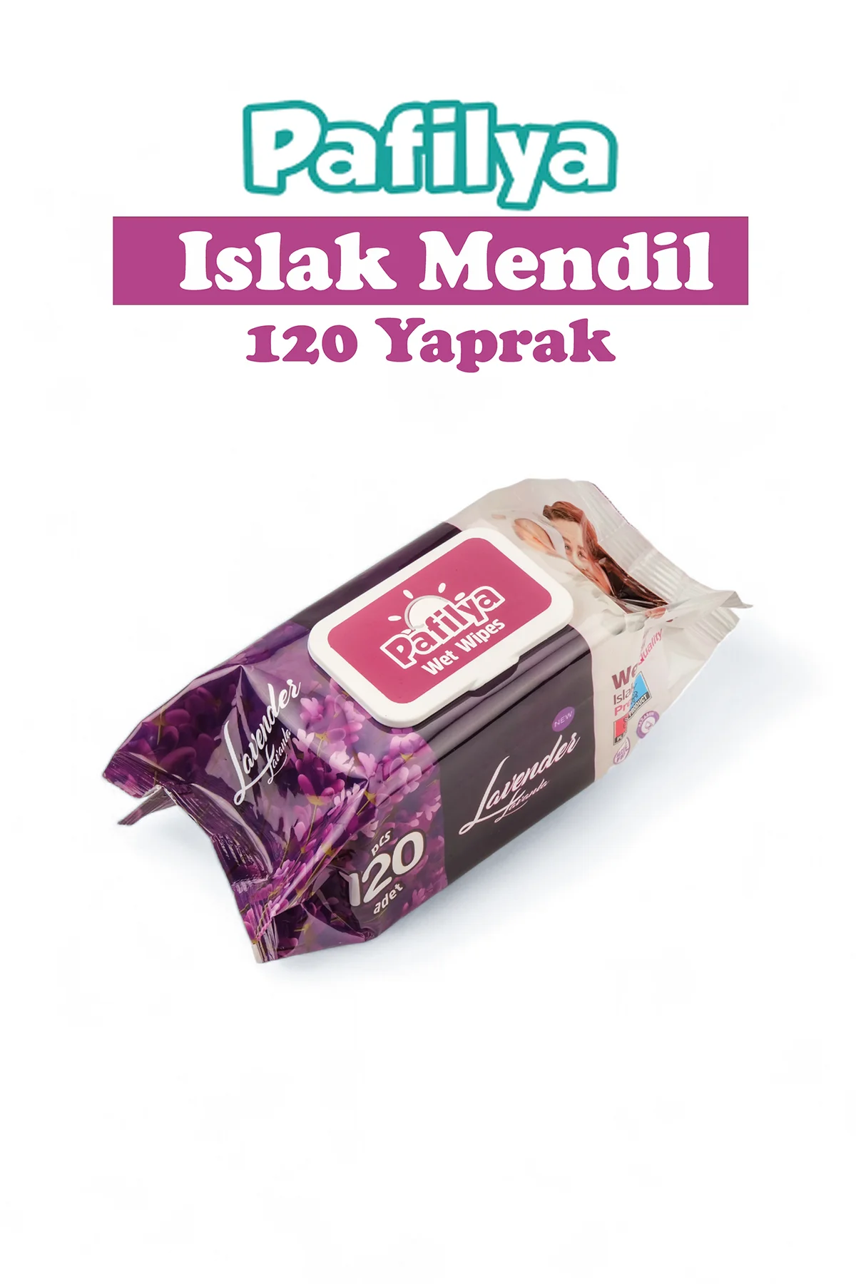Islak Havlu Mendil 120 Yaprak Lavanta Tekli Paket Plastik Kapaklı