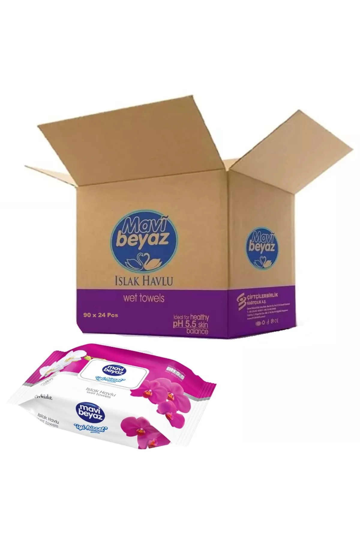 Islak Havlu Mendil 90 Yaprak Orkide 24 Lü Set