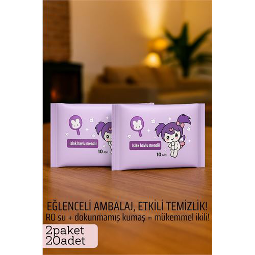 Islak Mendil -RO Saf Su & Dokunmamış Kumaşlı, 20 Yaprak Temizlik