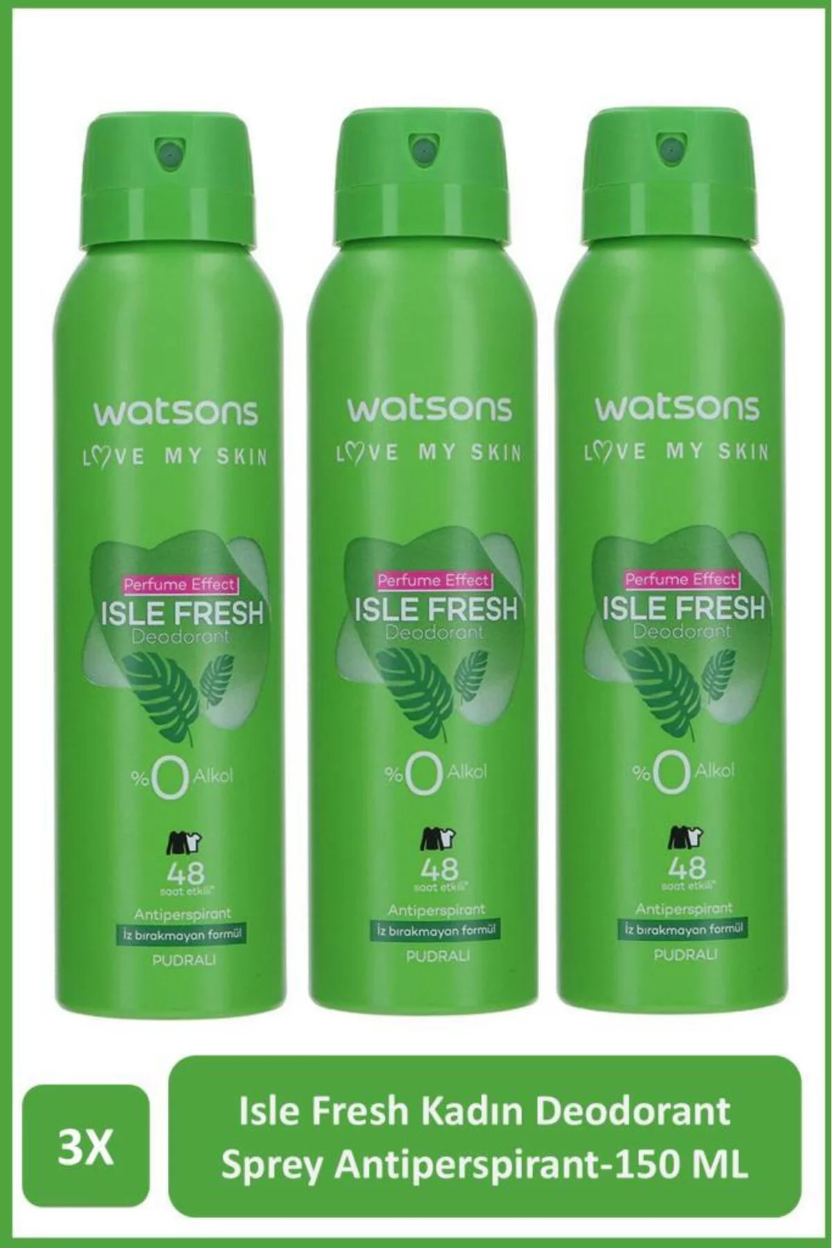 Isle Fresh Deodorant Sprey Kadın Pudralı 3x150ml