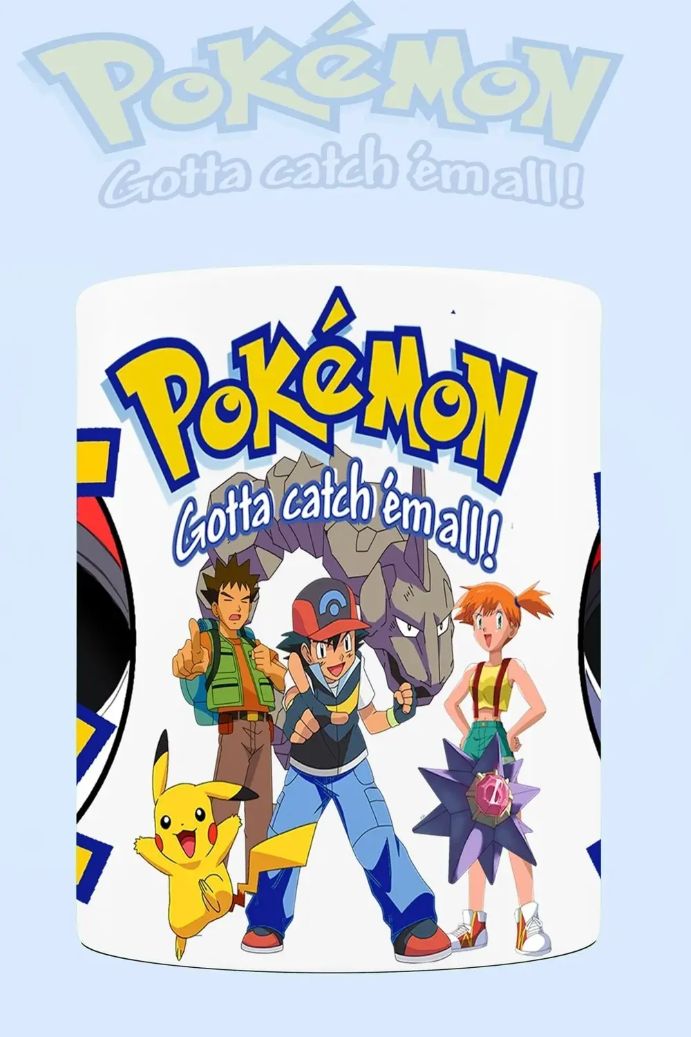 Isme Özel Pokemon 3 Tarafı Baskılı Porselen Kupa